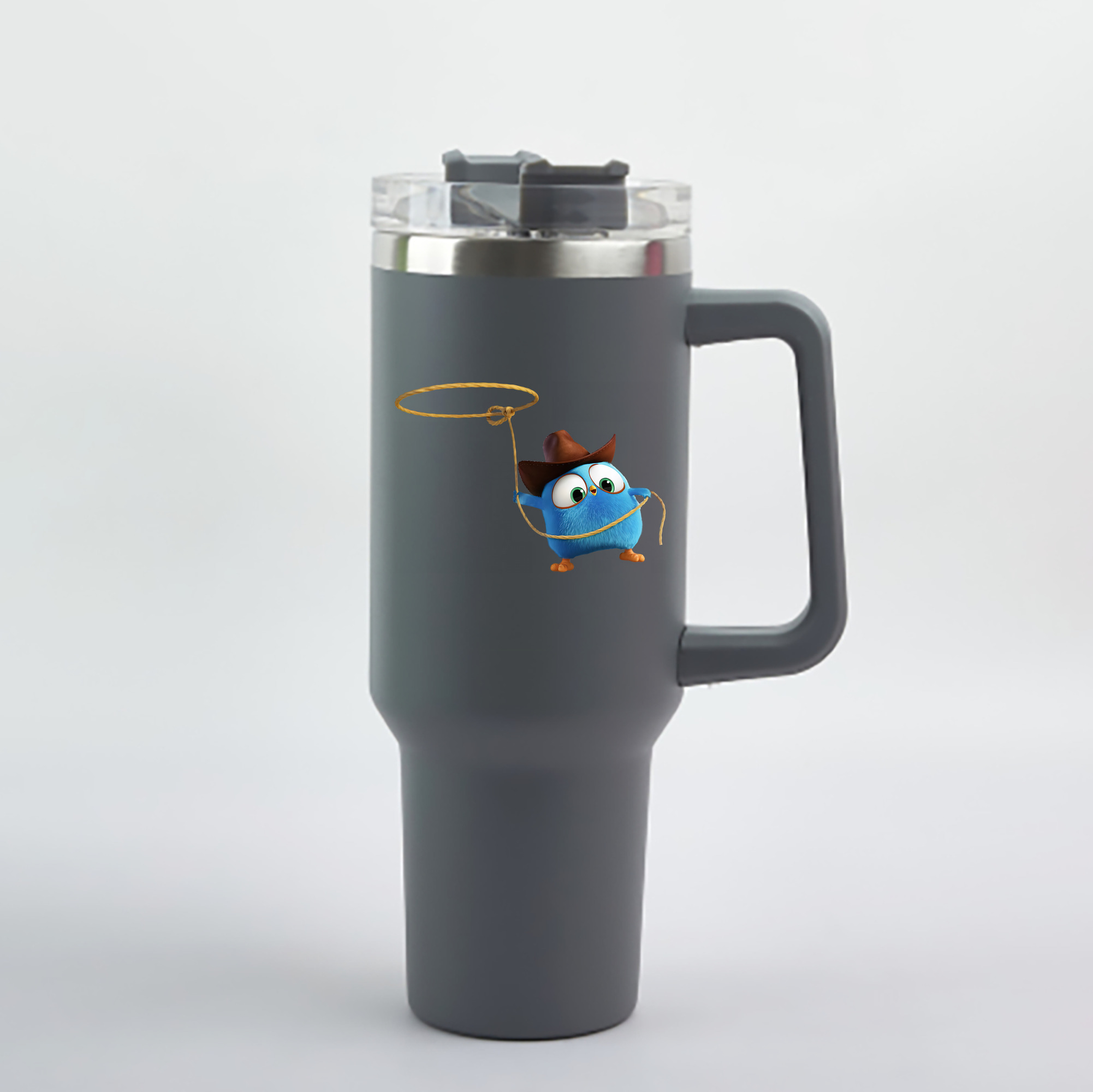 （画像用） Angry Birds アングリーバード 1200mL車用タンブラー - クリスタルステッカー（プラスチックストロー付き）