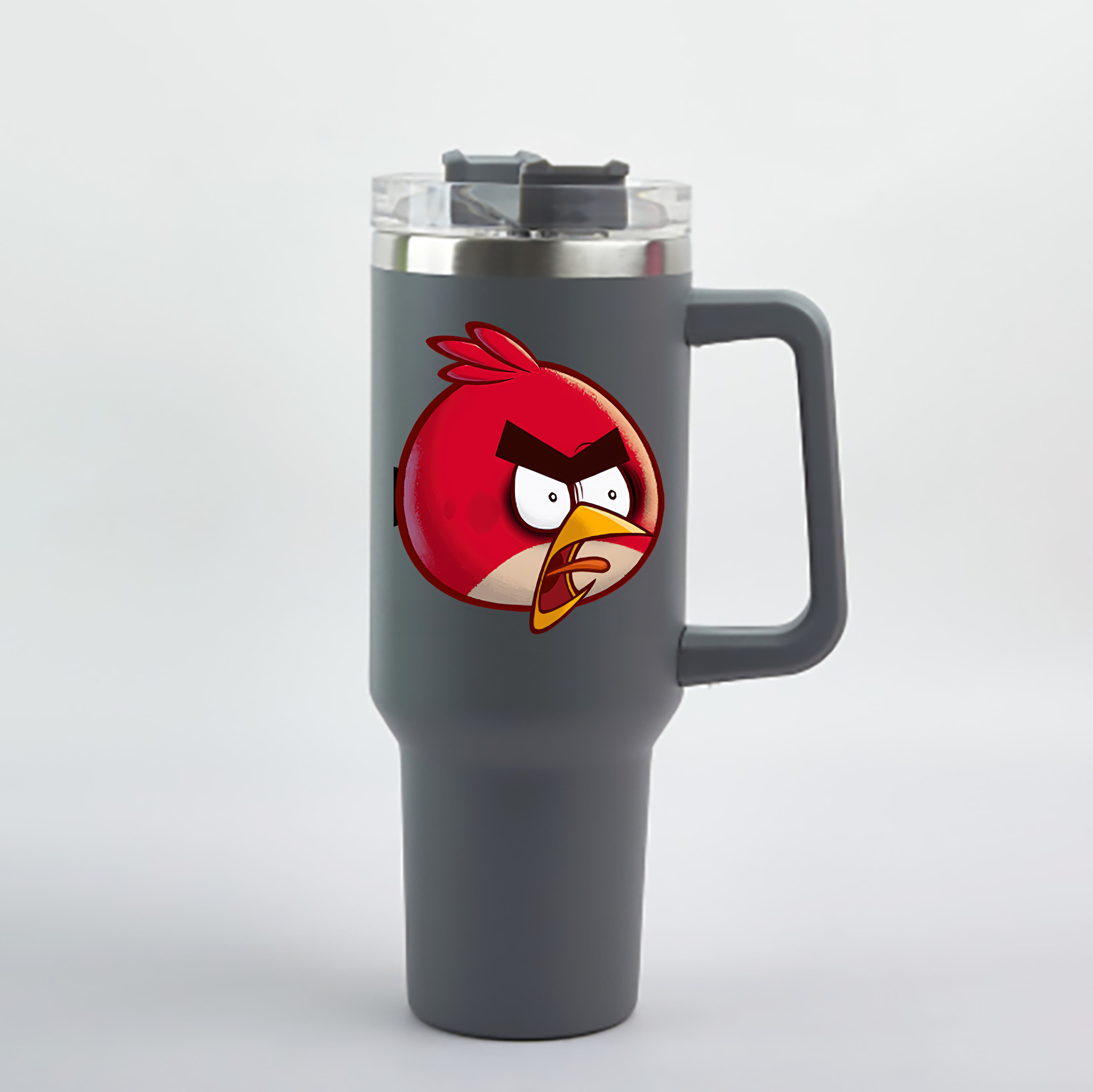 （画像用） Angry Birds アングリーバード 1200mL車用タンブラー - クリスタルステッカー（プラスチックストロー付き）