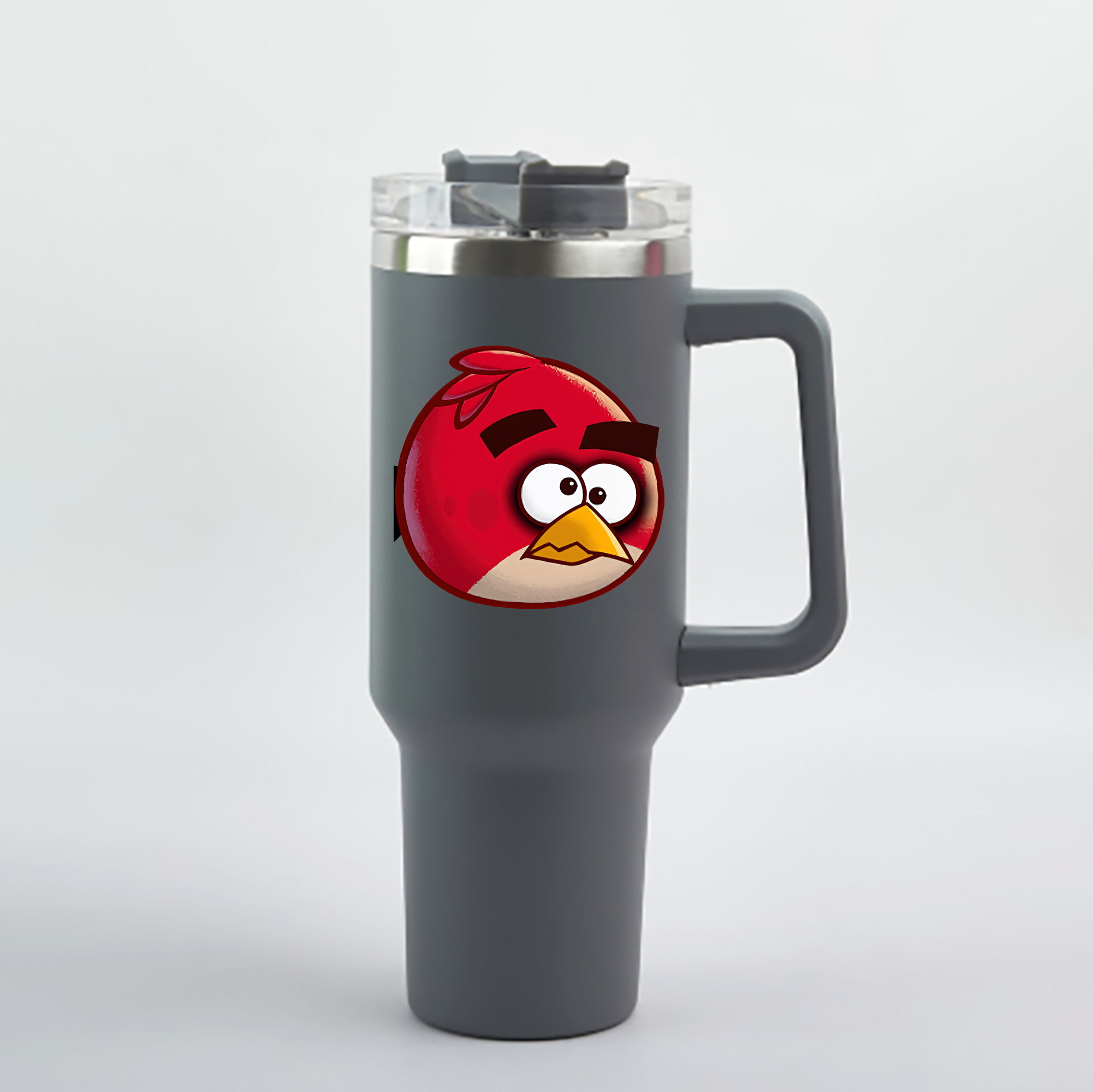 （画像用） Angry Birds アングリーバード 1200mL車用タンブラー - クリスタルステッカー（プラスチックストロー付き）