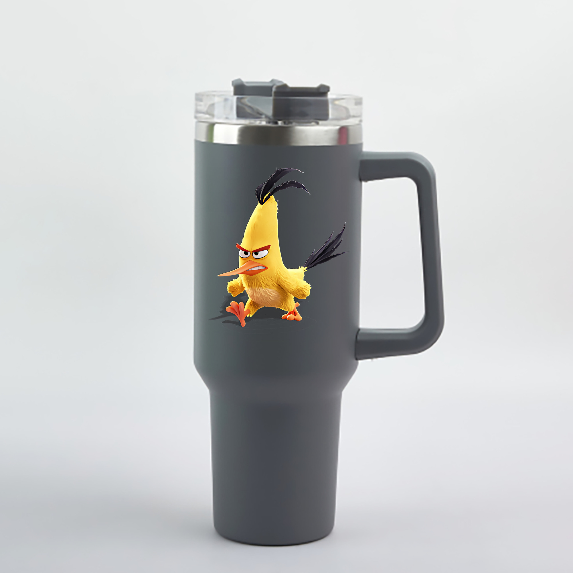（画像用） Angry Birds アングリーバード 1200mL車用タンブラー - クリスタルステッカー（プラスチックストロー付き）