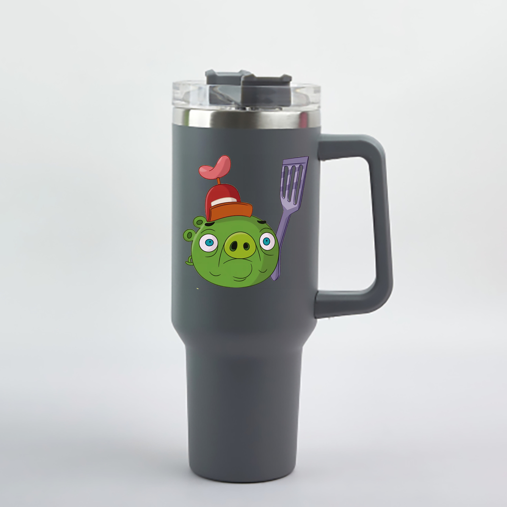 （画像用） Angry Birds アングリーバード 1200mL車用タンブラー - クリスタルステッカー（プラスチックストロー付き）
