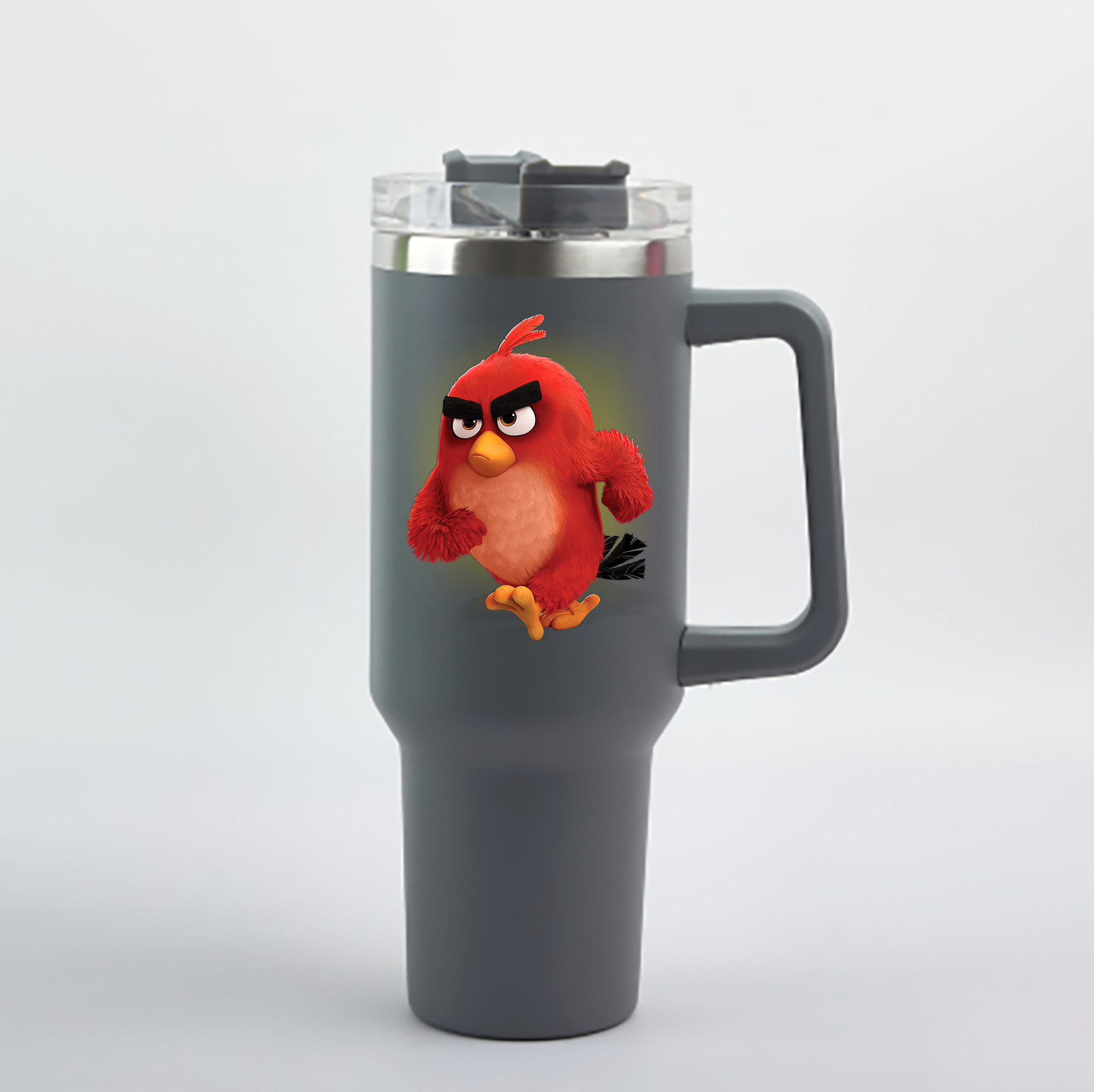 （画像用） Angry Birds アングリーバード 1200mL車用タンブラー - クリスタルステッカー（プラスチックストロー付き）