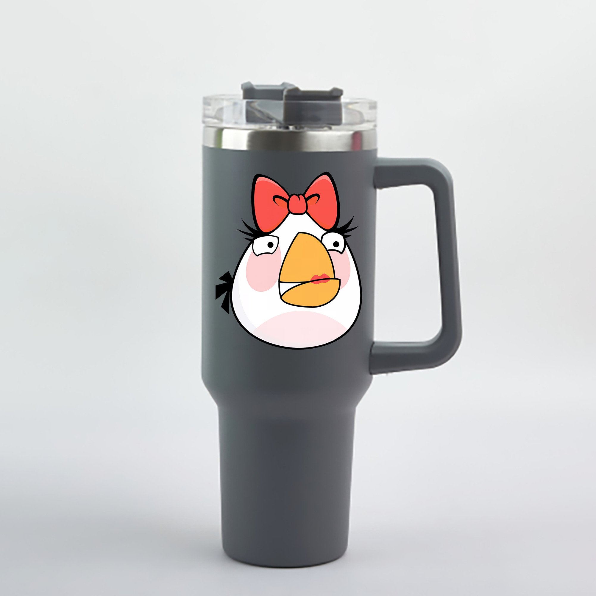 （画像用） Angry Birds アングリーバード 1200mL車用タンブラー - クリスタルステッカー（プラスチックストロー付き）