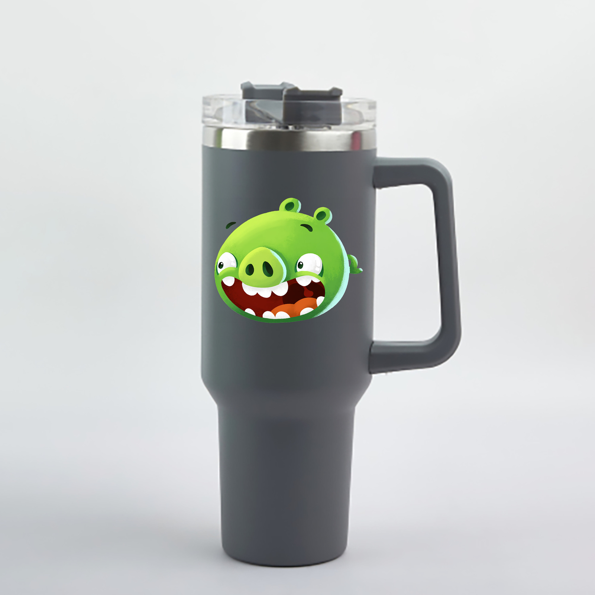 （画像用） Angry Birds アングリーバード 1200mL車用タンブラー - クリスタルステッカー（プラスチックストロー付き）