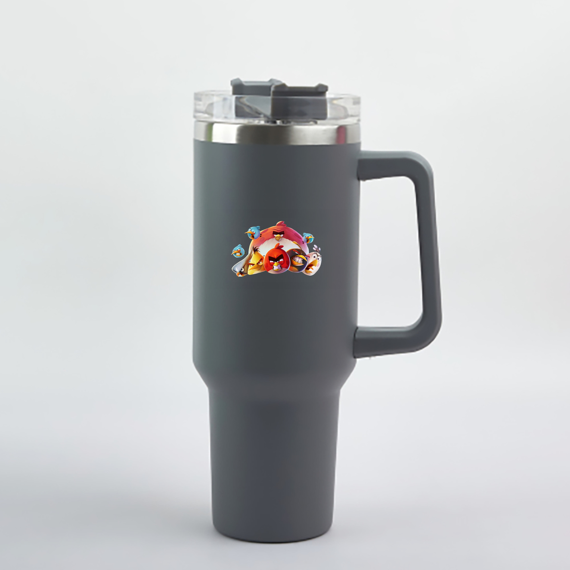 （画像用） Angry Birds アングリーバード 1200mL車用タンブラー - クリスタルステッカー（プラスチックストロー付き）