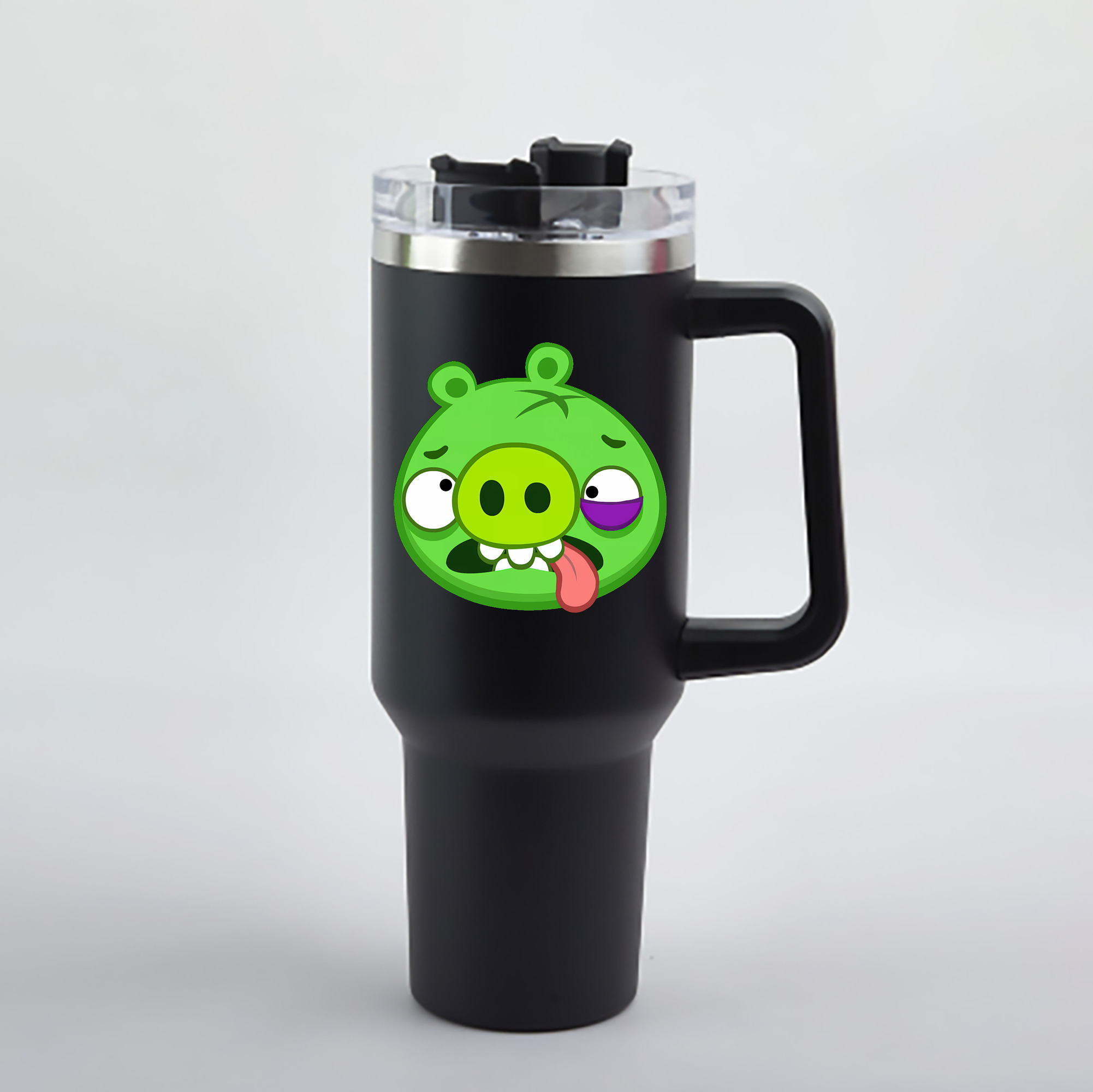 （画像用） Angry Birds アングリーバード 1200mL車用タンブラー - クリスタルステッカー（プラスチックストロー付き）