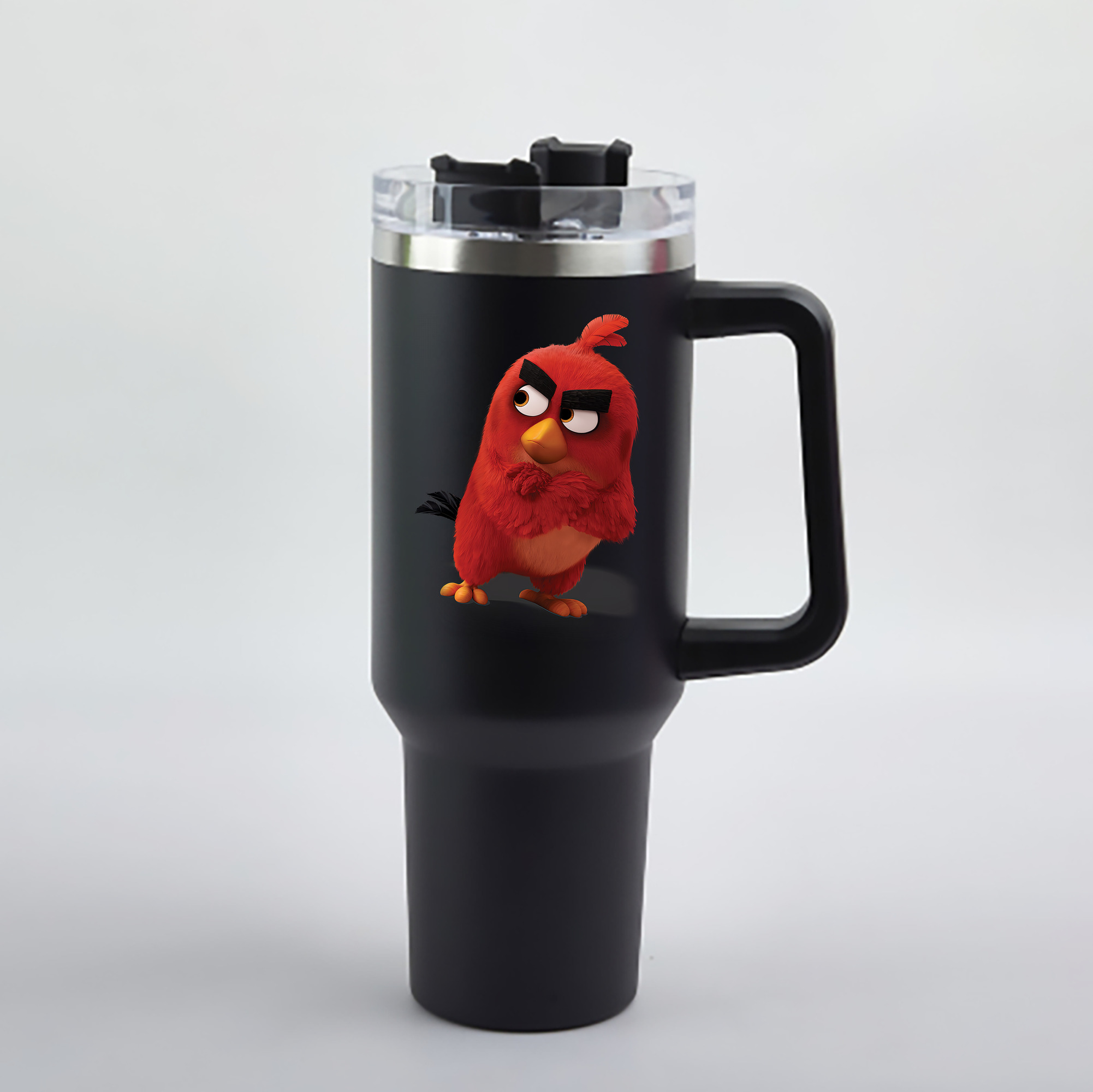 （画像用） Angry Birds アングリーバード 1200mL車用タンブラー - クリスタルステッカー（プラスチックストロー付き）