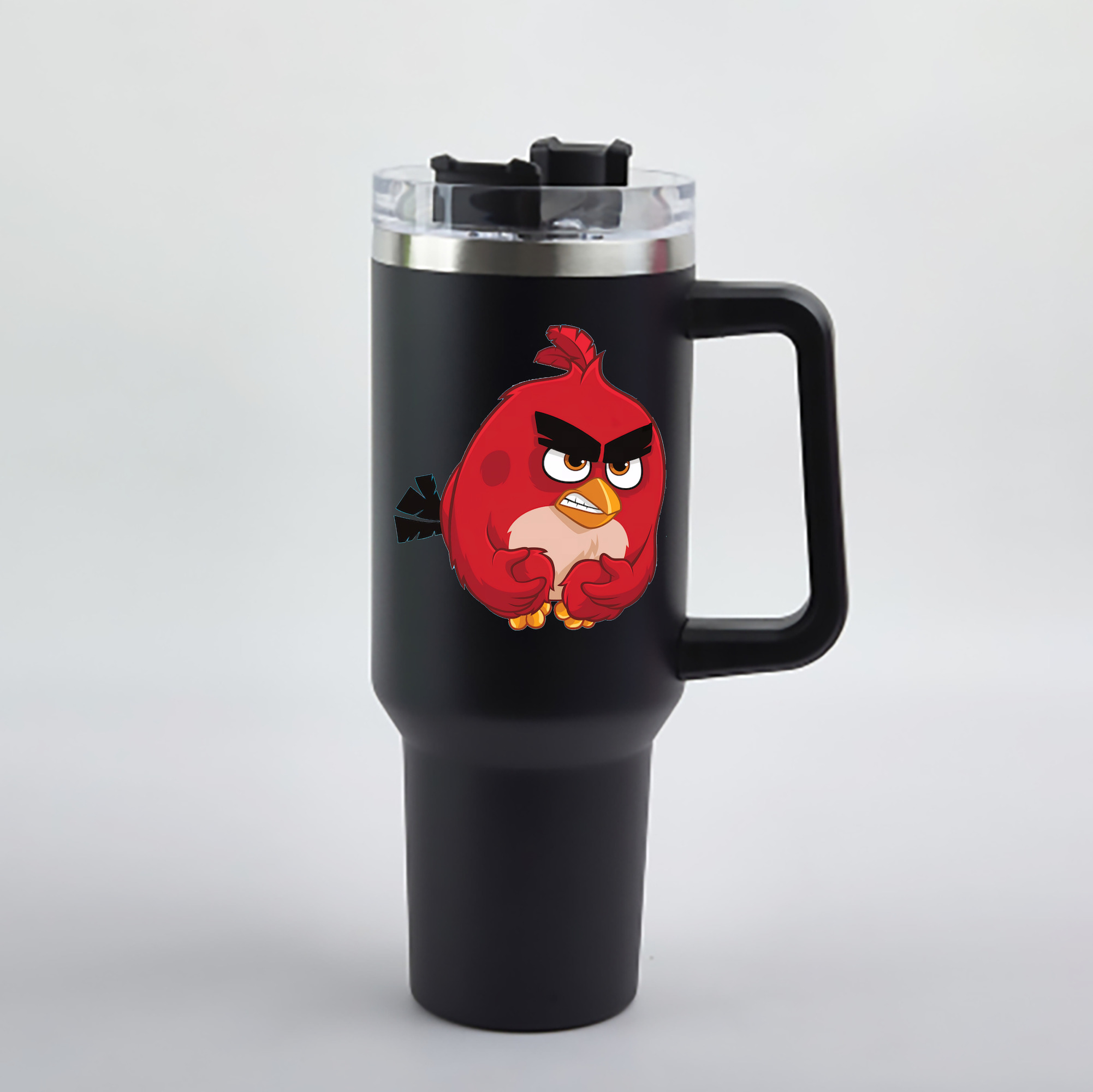 （画像用） Angry Birds アングリーバード 1200mL車用タンブラー - クリスタルステッカー（プラスチックストロー付き）