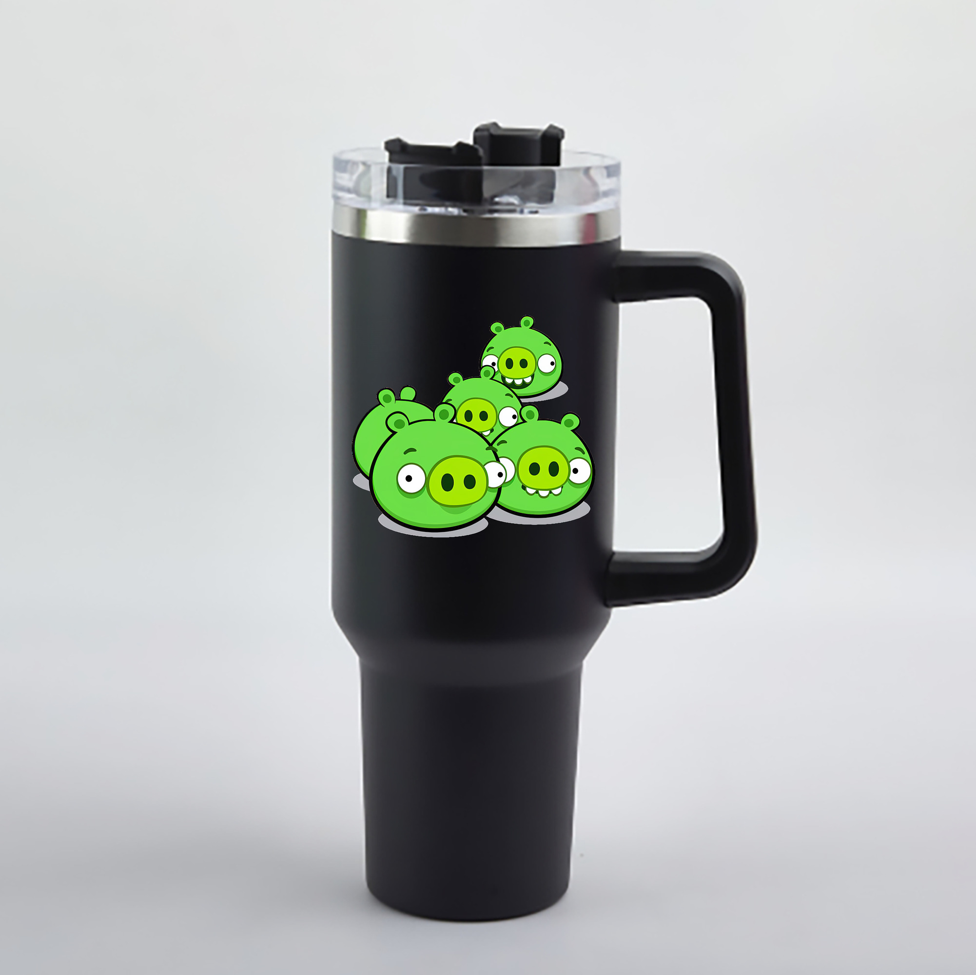 （画像用） Angry Birds アングリーバード 1200mL車用タンブラー - クリスタルステッカー（プラスチックストロー付き）