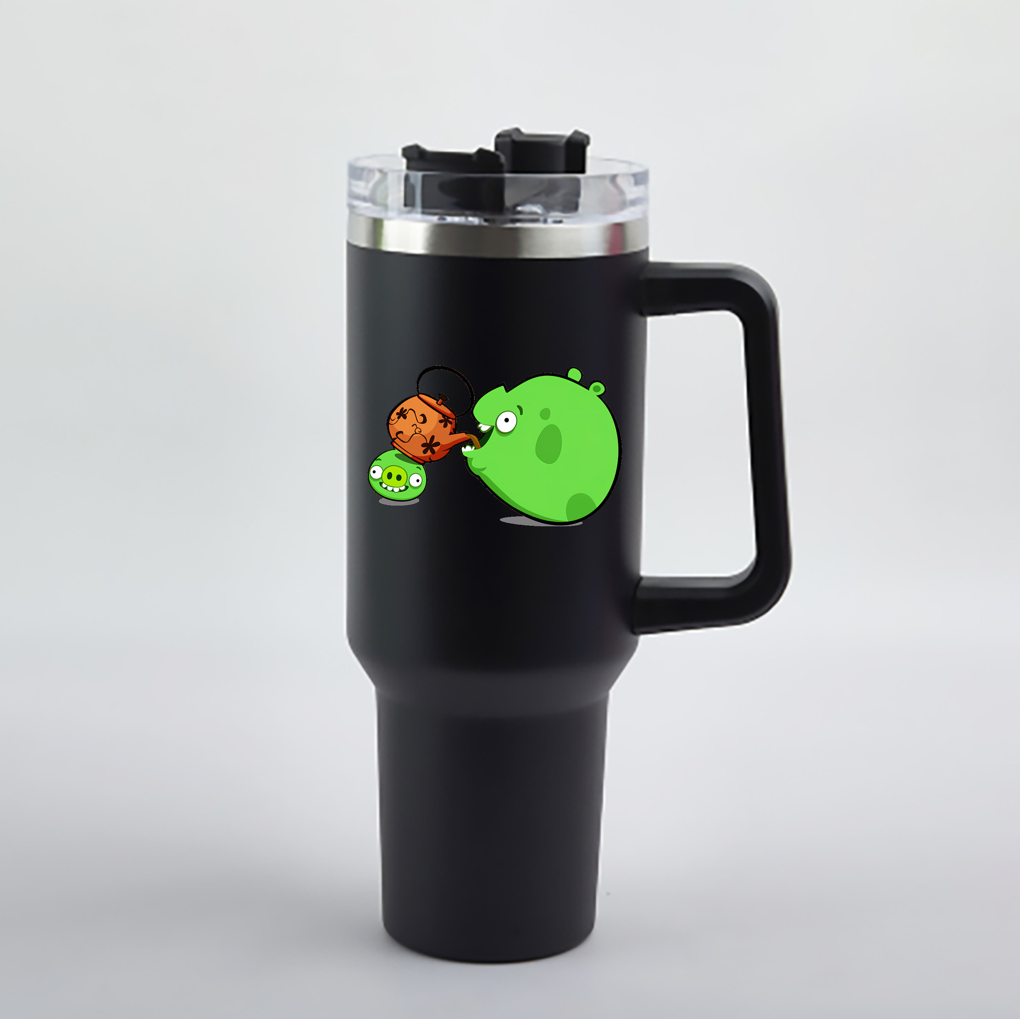 （画像用） Angry Birds アングリーバード 1200mL車用タンブラー - クリスタルステッカー（プラスチックストロー付き）