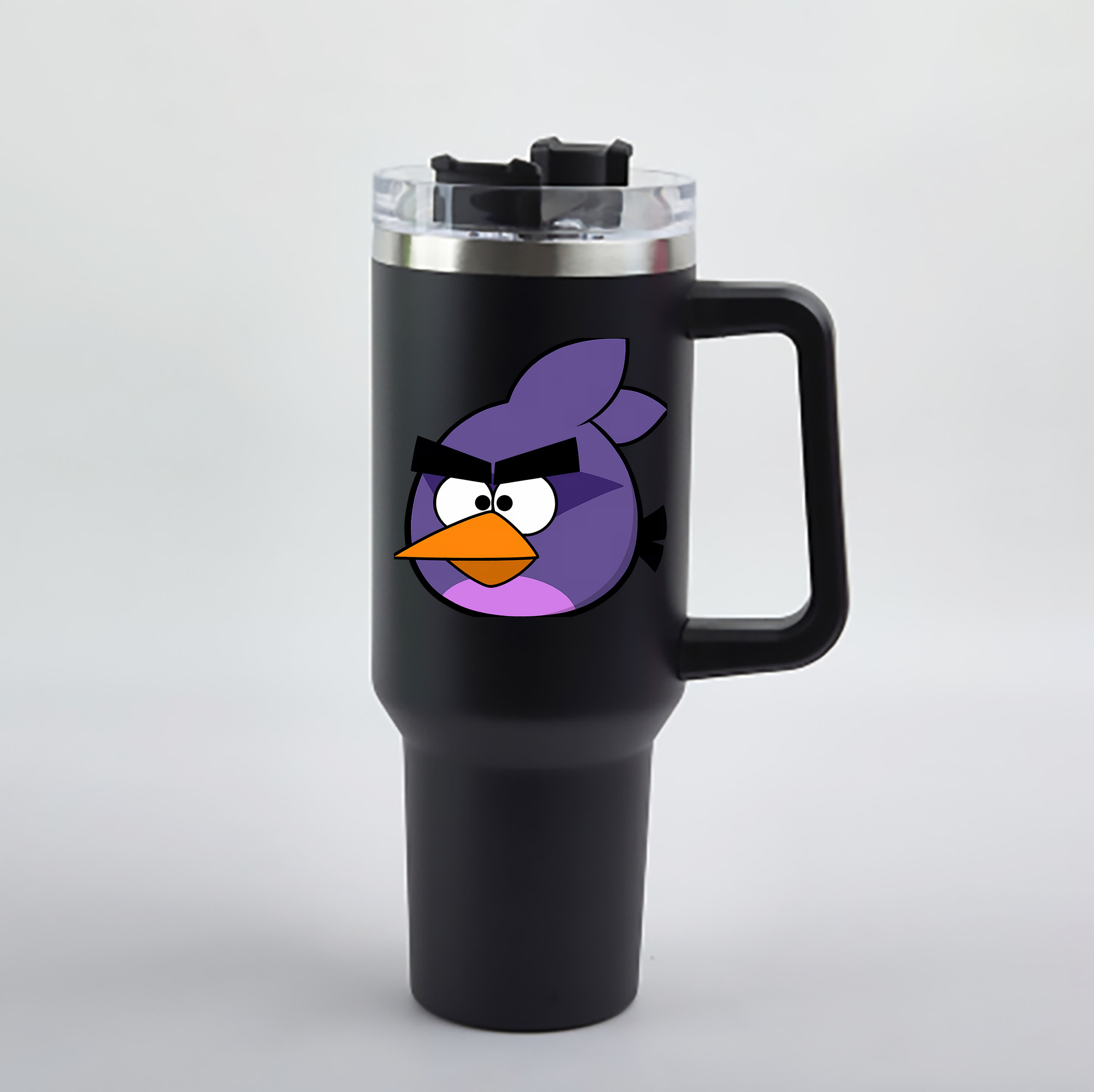 （画像用） Angry Birds アングリーバード 1200mL車用タンブラー - クリスタルステッカー（プラスチックストロー付き）