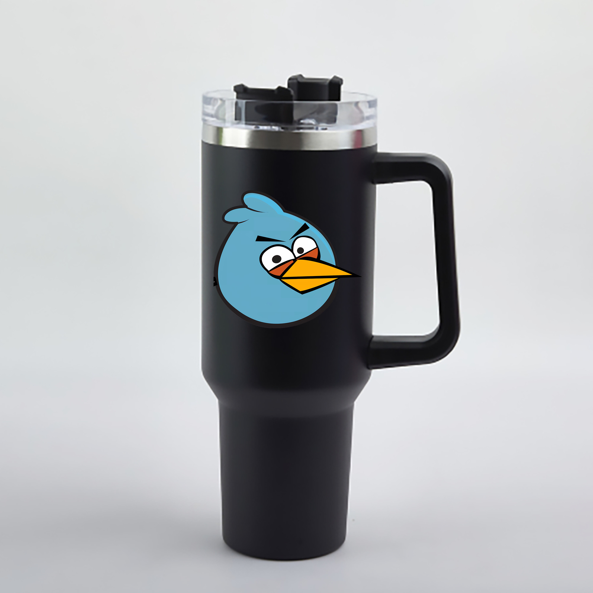 （画像用） Angry Birds アングリーバード 1200mL車用タンブラー - クリスタルステッカー（プラスチックストロー付き）