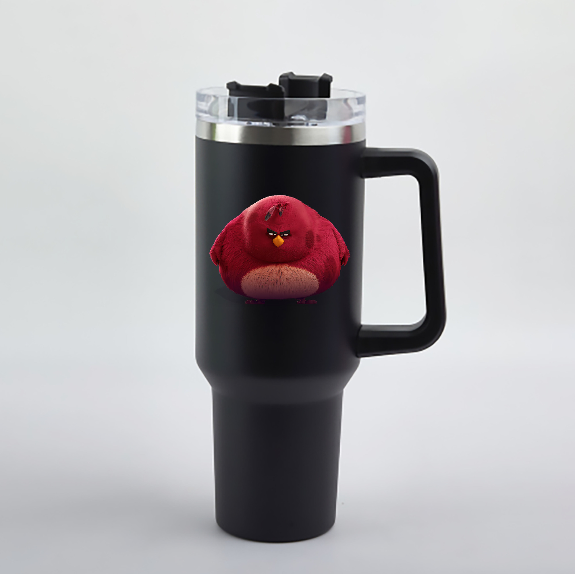 （画像用） Angry Birds アングリーバード 1200mL車用タンブラー - クリスタルステッカー（プラスチックストロー付き）