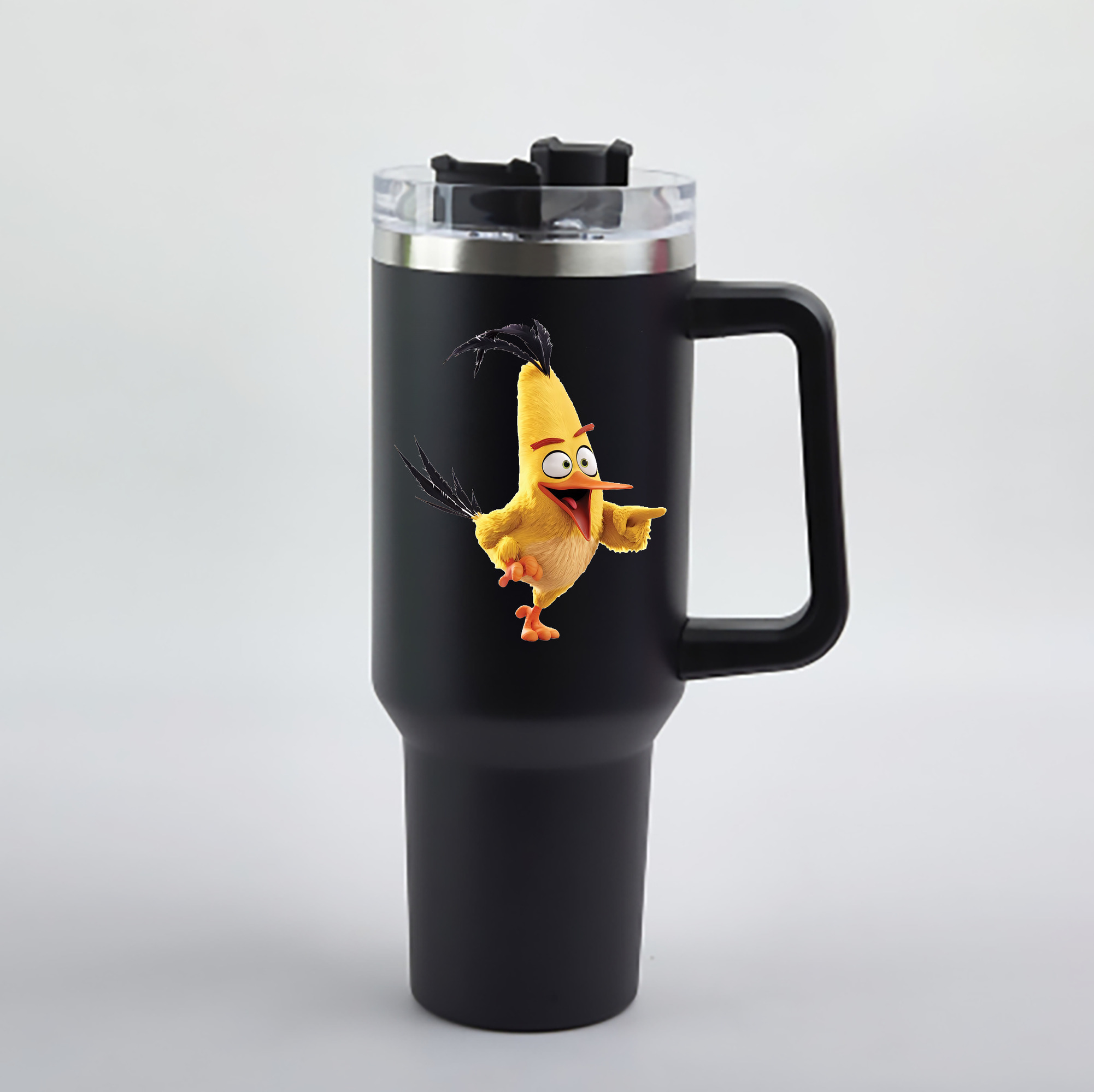 （画像用） Angry Birds アングリーバード 1200mL車用タンブラー - クリスタルステッカー（プラスチックストロー付き）