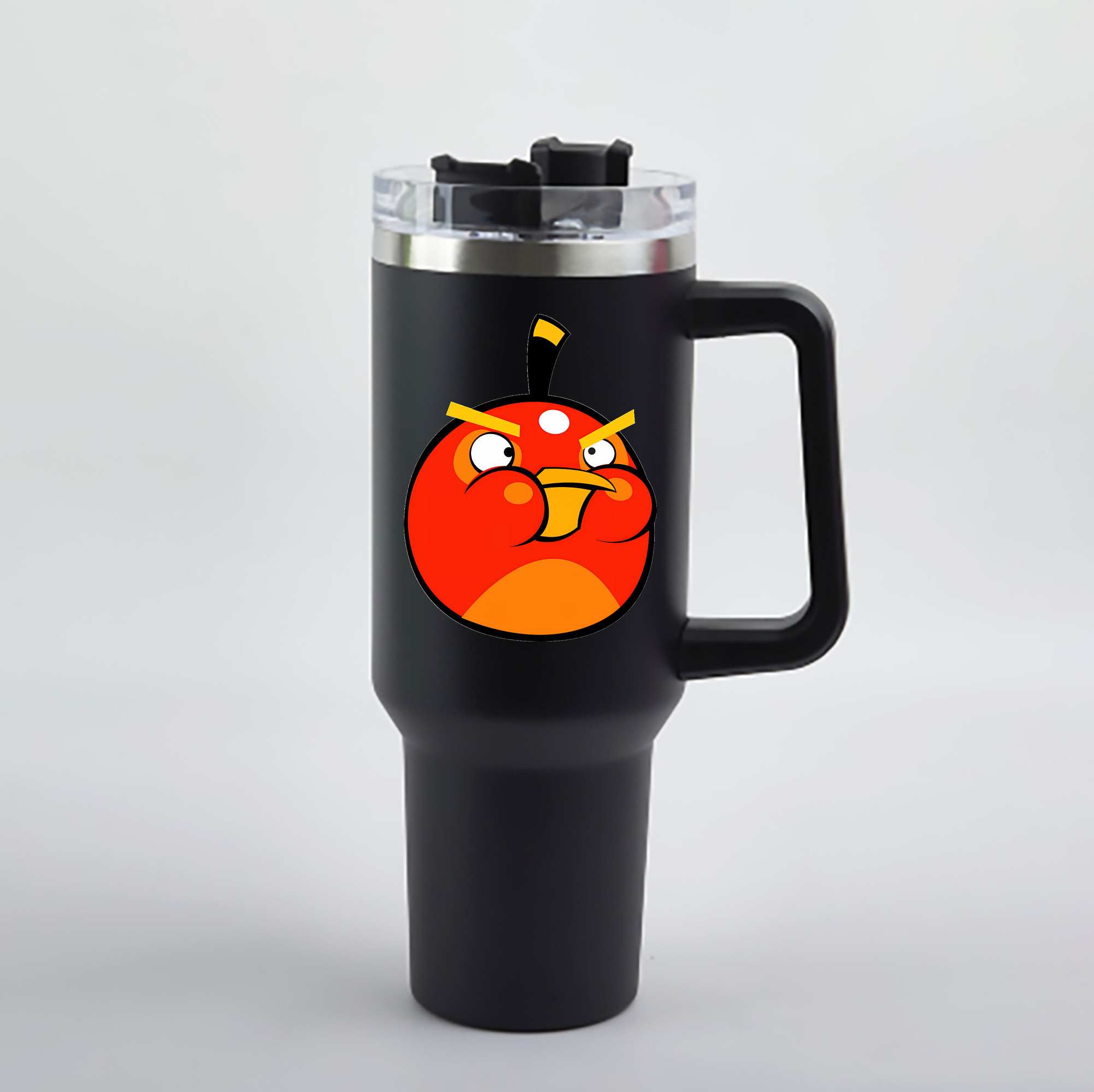 （画像用） Angry Birds アングリーバード 1200mL車用タンブラー - クリスタルステッカー（プラスチックストロー付き）