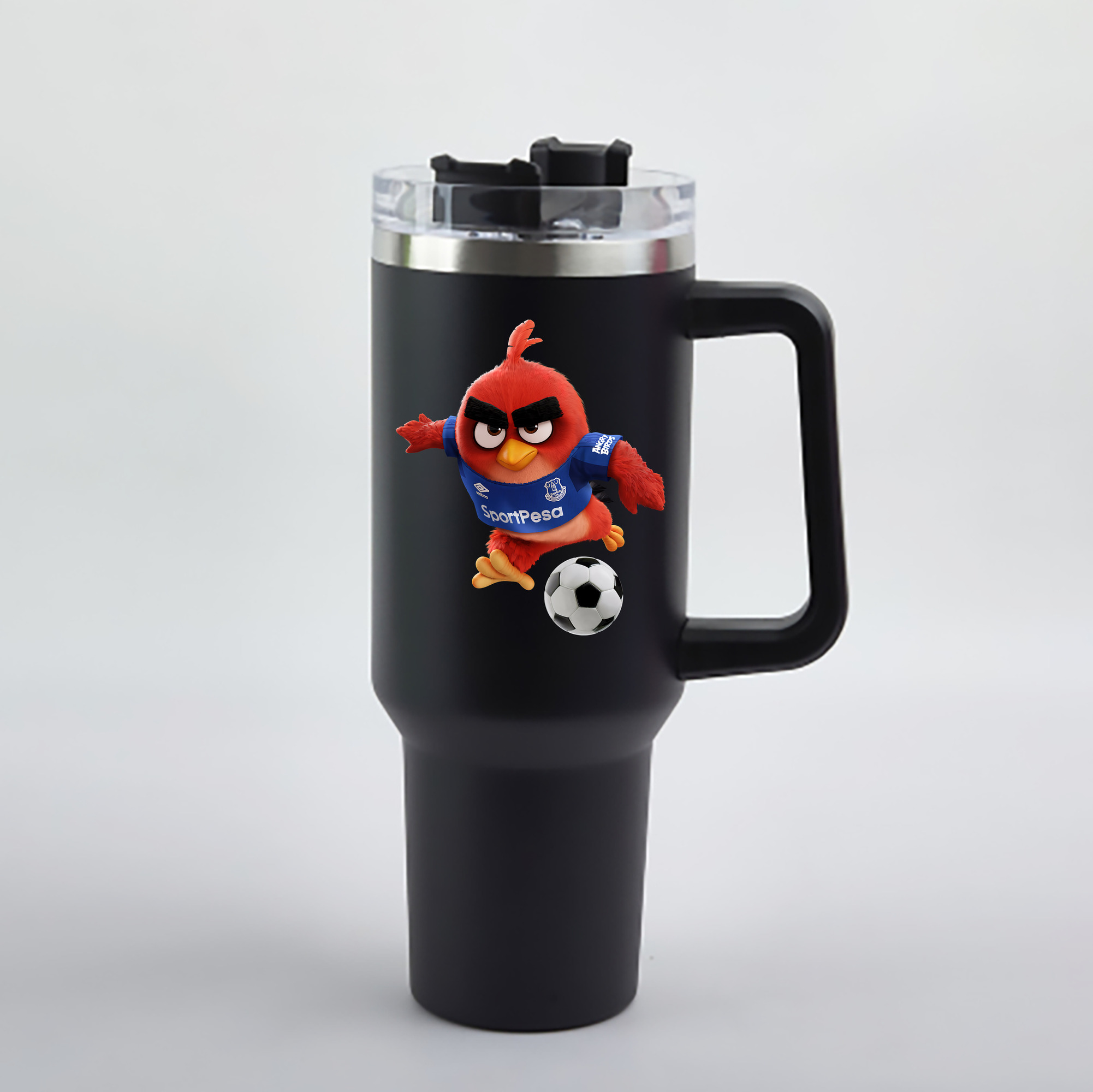（画像用） Angry Birds アングリーバード 1200mL車用タンブラー - クリスタルステッカー（プラスチックストロー付き）
