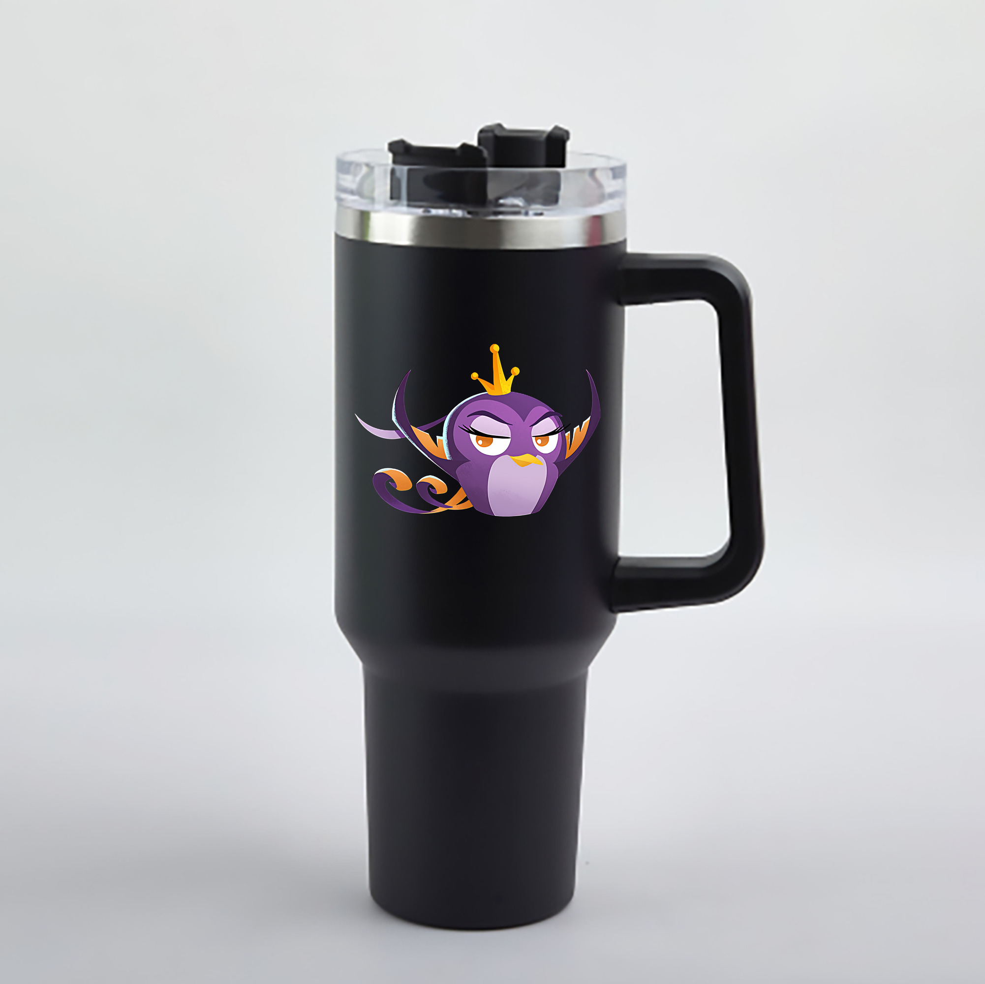 （画像用） Angry Birds アングリーバード 1200mL車用タンブラー - クリスタルステッカー（プラスチックストロー付き）