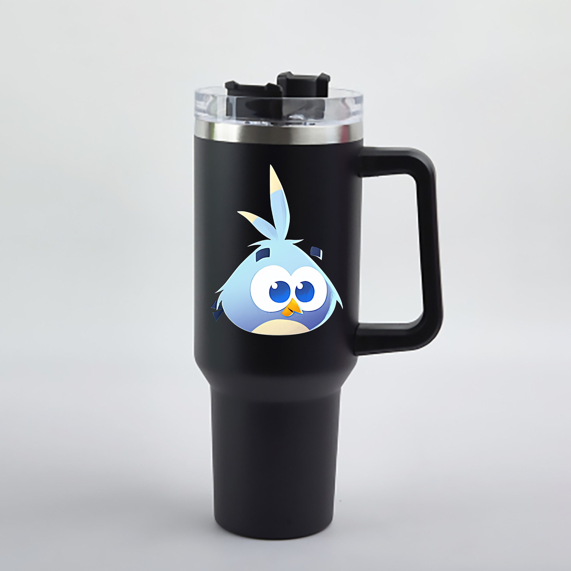 （画像用） Angry Birds アングリーバード 1200mL車用タンブラー - クリスタルステッカー（プラスチックストロー付き）