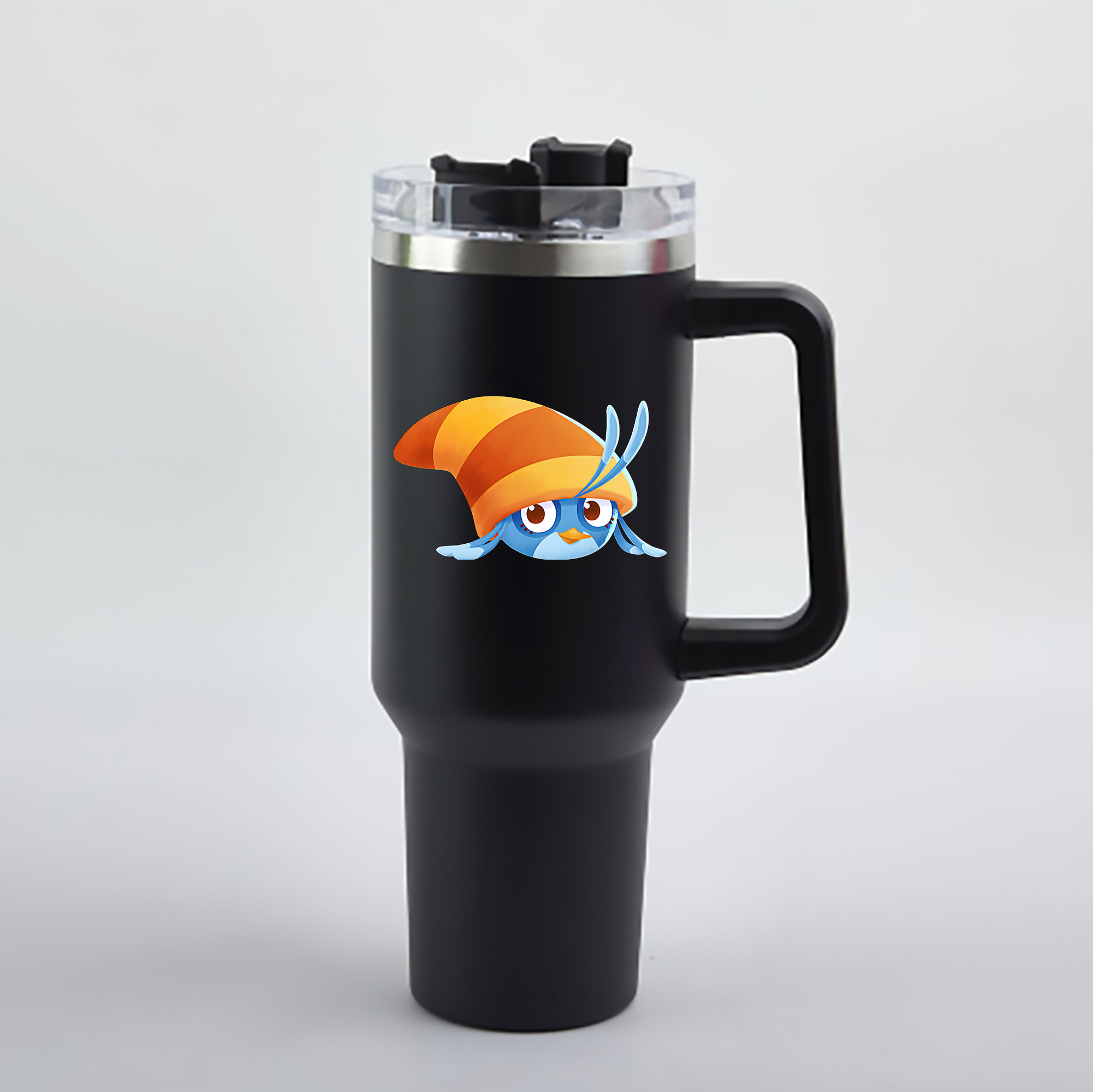 （画像用） Angry Birds アングリーバード 1200mL車用タンブラー - クリスタルステッカー（プラスチックストロー付き）
