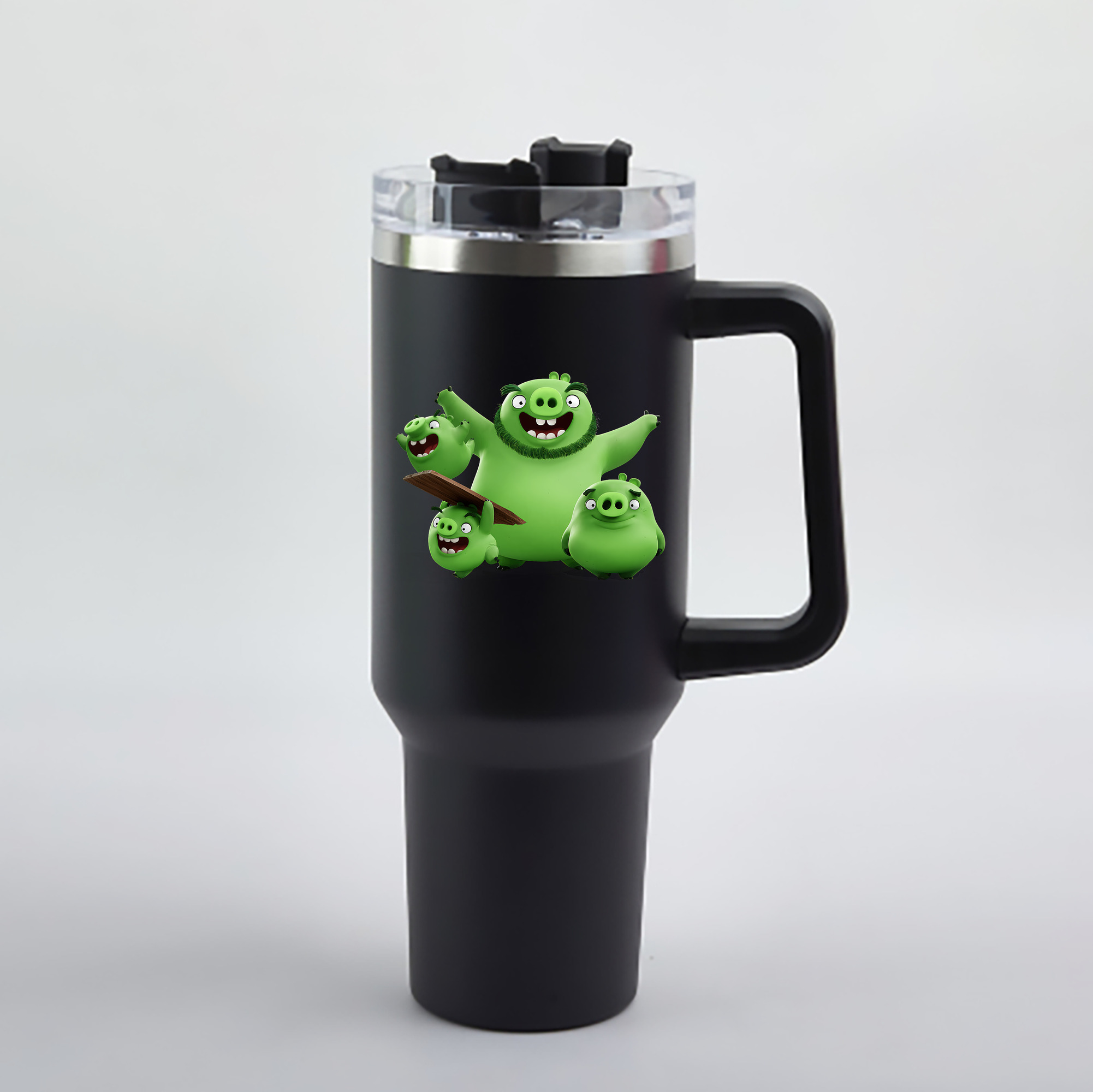 （画像用） Angry Birds アングリーバード 1200mL車用タンブラー - クリスタルステッカー（プラスチックストロー付き）