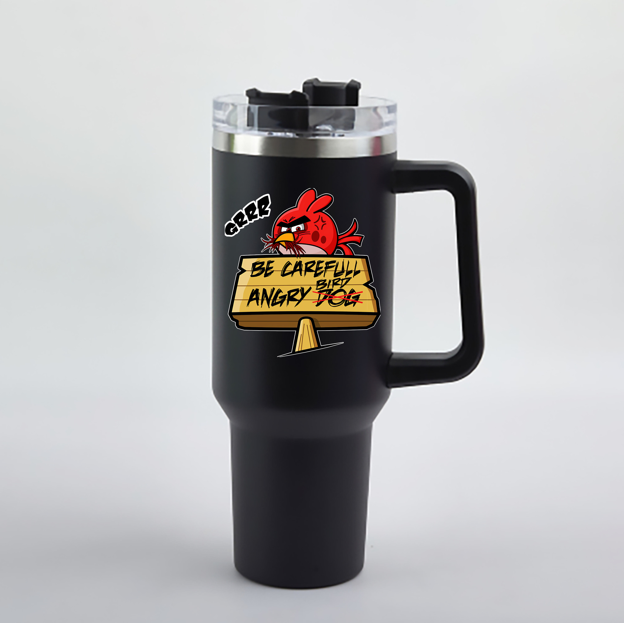 （画像用） Angry Birds アングリーバード 1200mL車用タンブラー - クリスタルステッカー（プラスチックストロー付き）