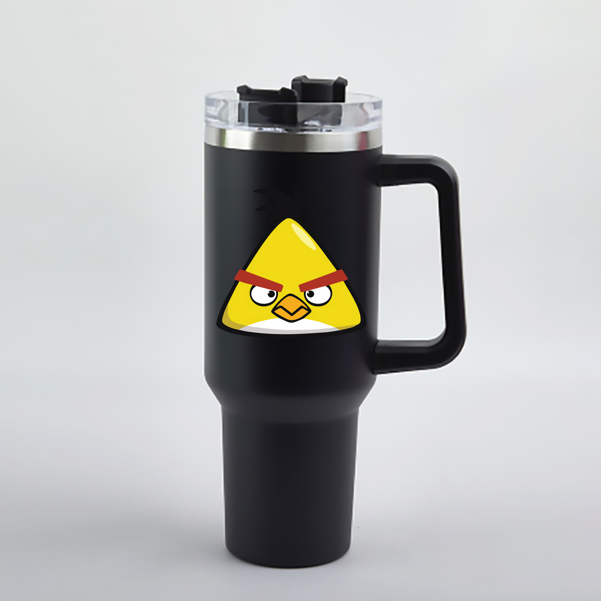 （画像用） Angry Birds アングリーバード 1200mL車用タンブラー - クリスタルステッカー（プラスチックストロー付き）