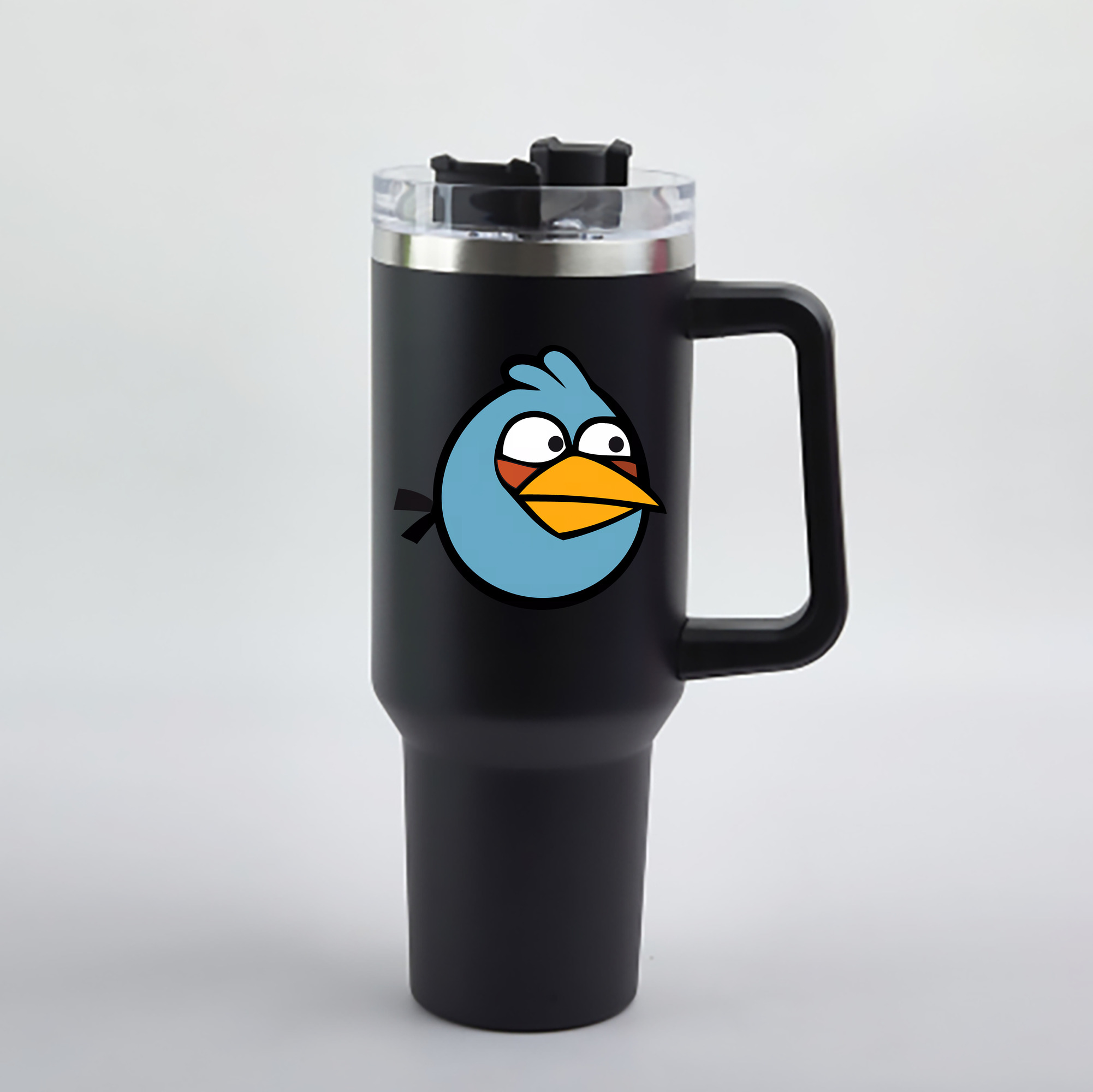 （画像用） Angry Birds アングリーバード 1200mL車用タンブラー - クリスタルステッカー（プラスチックストロー付き）