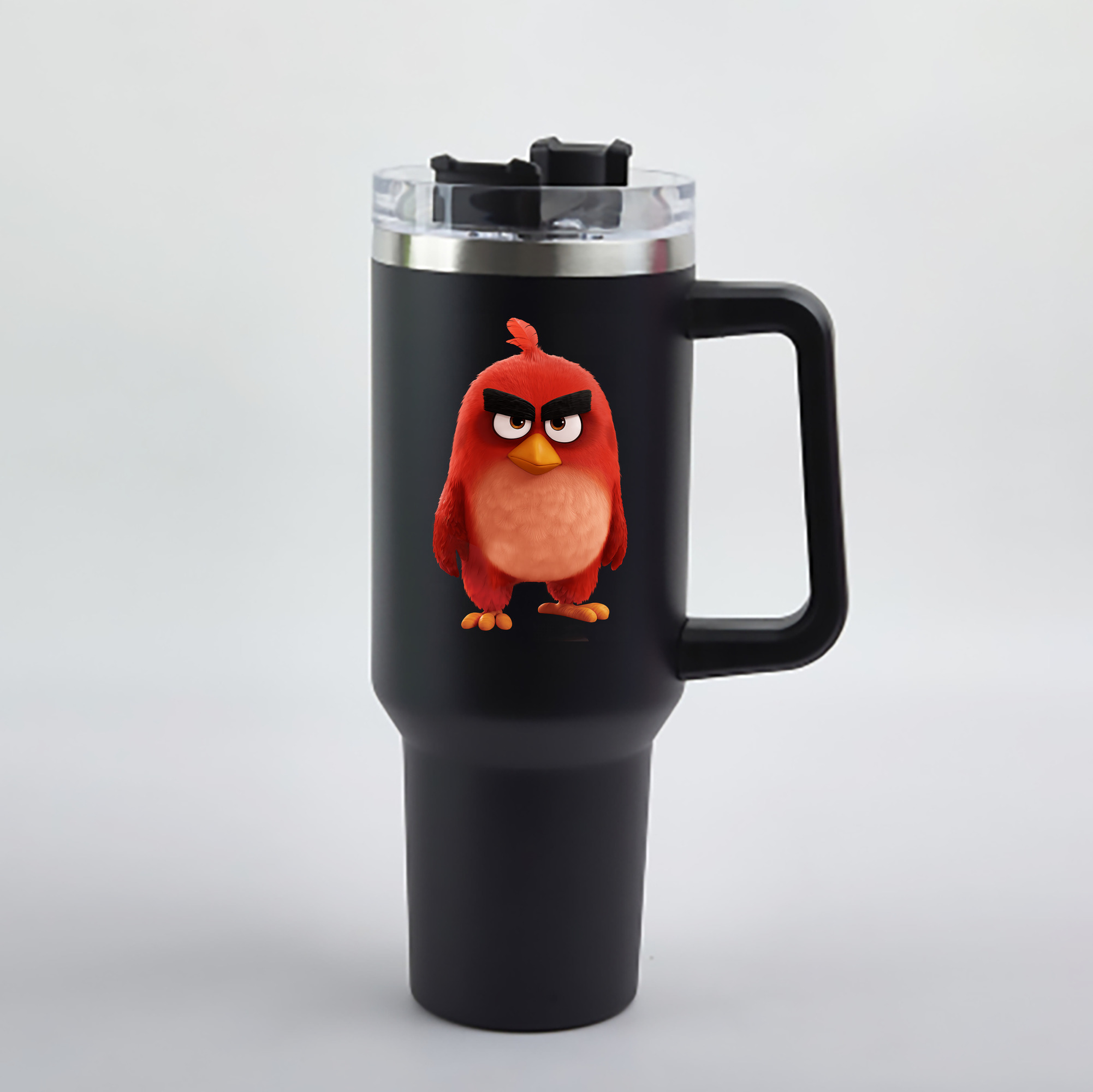 （画像用） Angry Birds アングリーバード 1200mL車用タンブラー - クリスタルステッカー（プラスチックストロー付き）