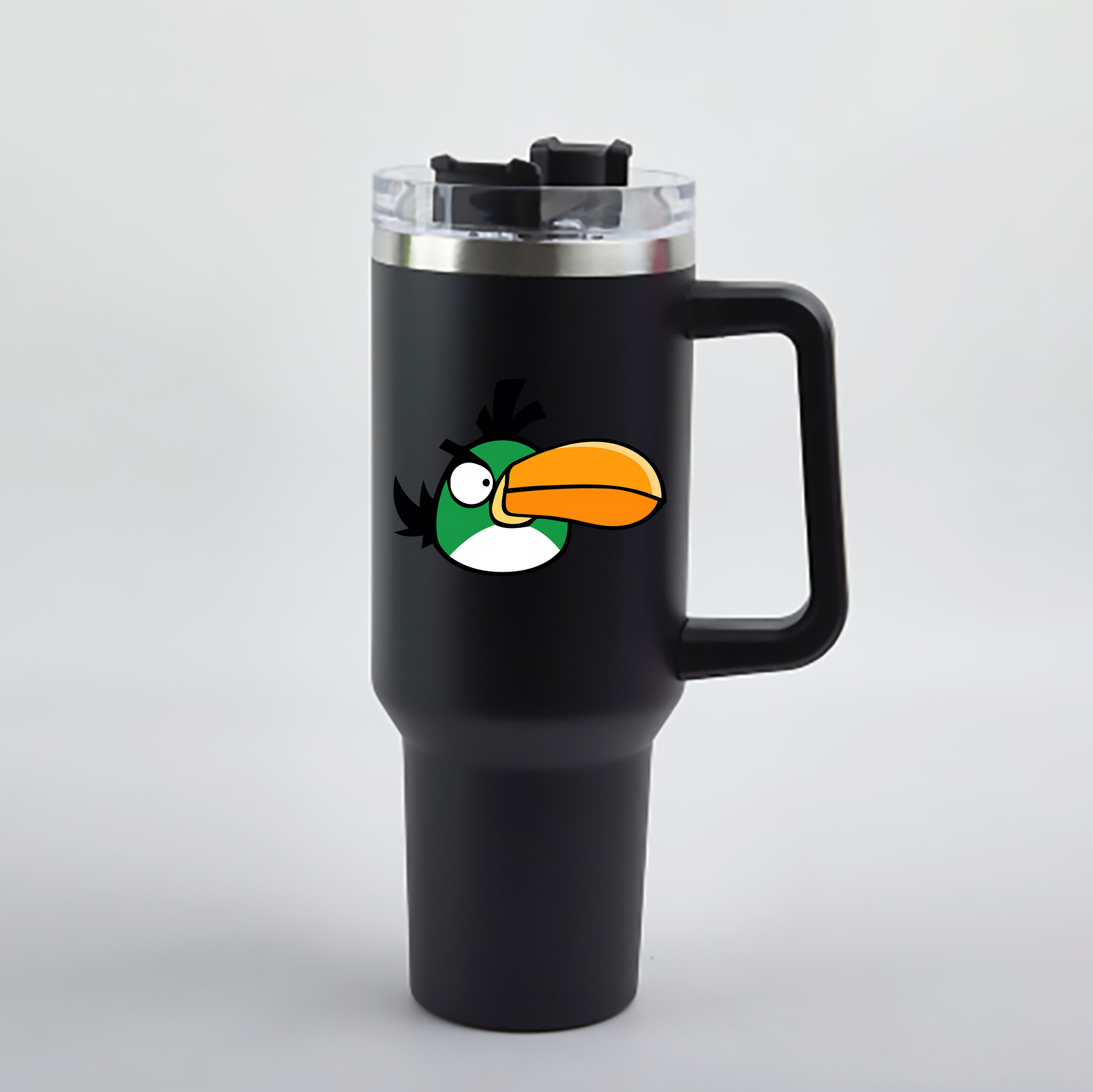 （画像用） Angry Birds アングリーバード 1200mL車用タンブラー - クリスタルステッカー（プラスチックストロー付き）