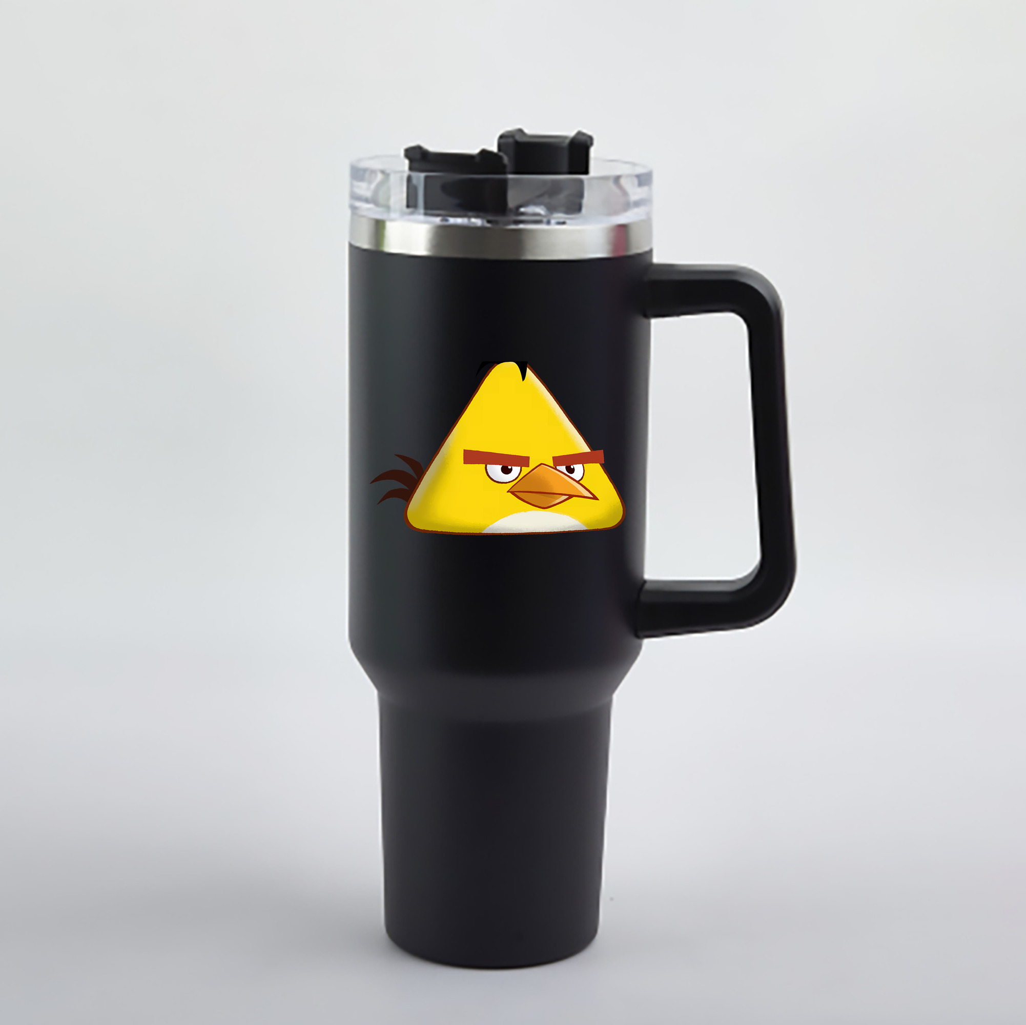 （画像用） Angry Birds アングリーバード 1200mL車用タンブラー - クリスタルステッカー（プラスチックストロー付き）