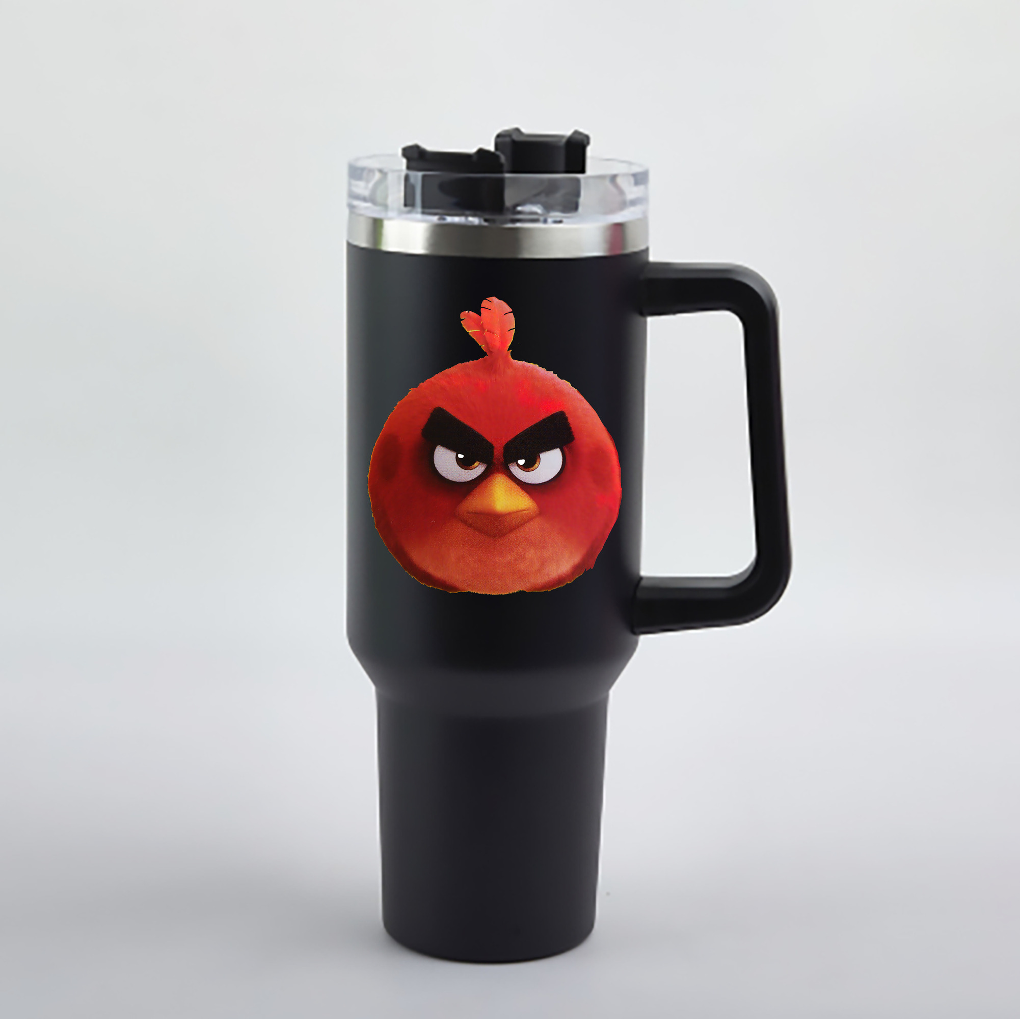 （画像用） Angry Birds アングリーバード 1200mL車用タンブラー - クリスタルステッカー（プラスチックストロー付き）