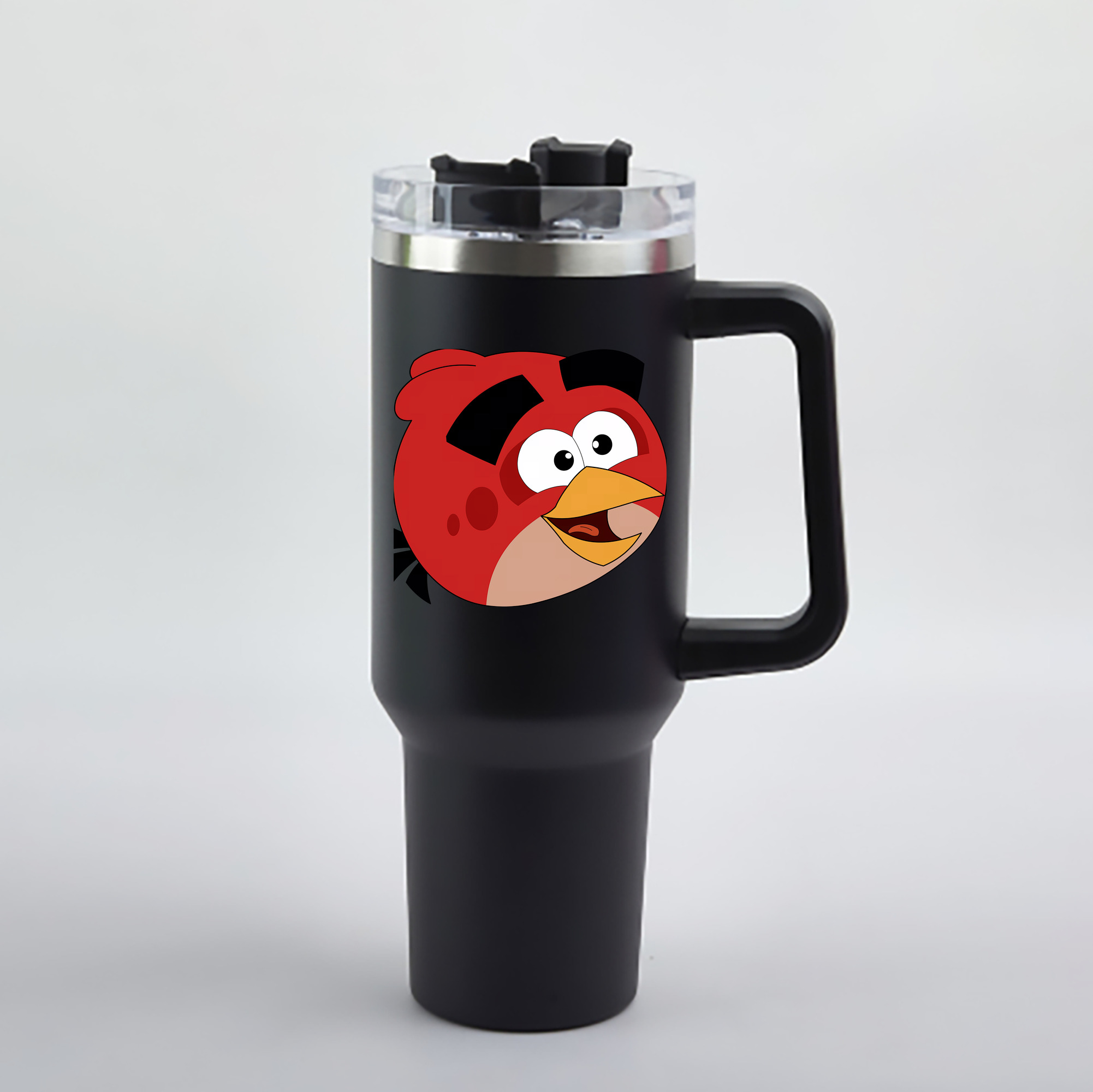 （画像用） Angry Birds アングリーバード 1200mL車用タンブラー - クリスタルステッカー（プラスチックストロー付き）