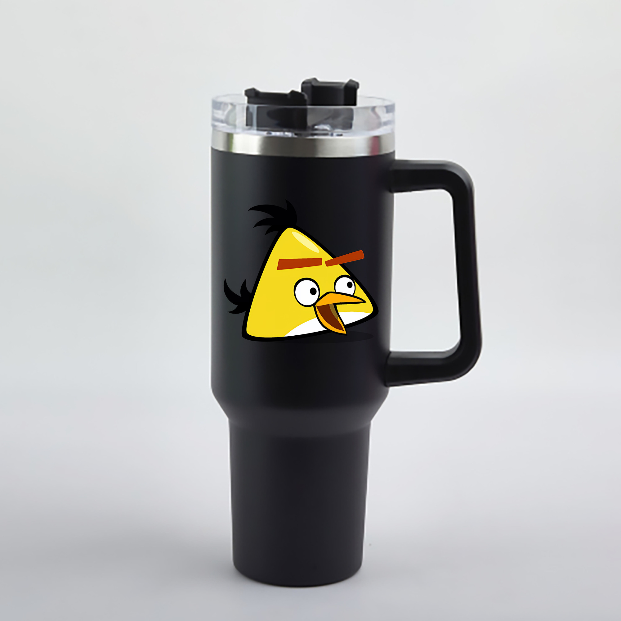 （画像用） Angry Birds アングリーバード 1200mL車用タンブラー - クリスタルステッカー（プラスチックストロー付き）