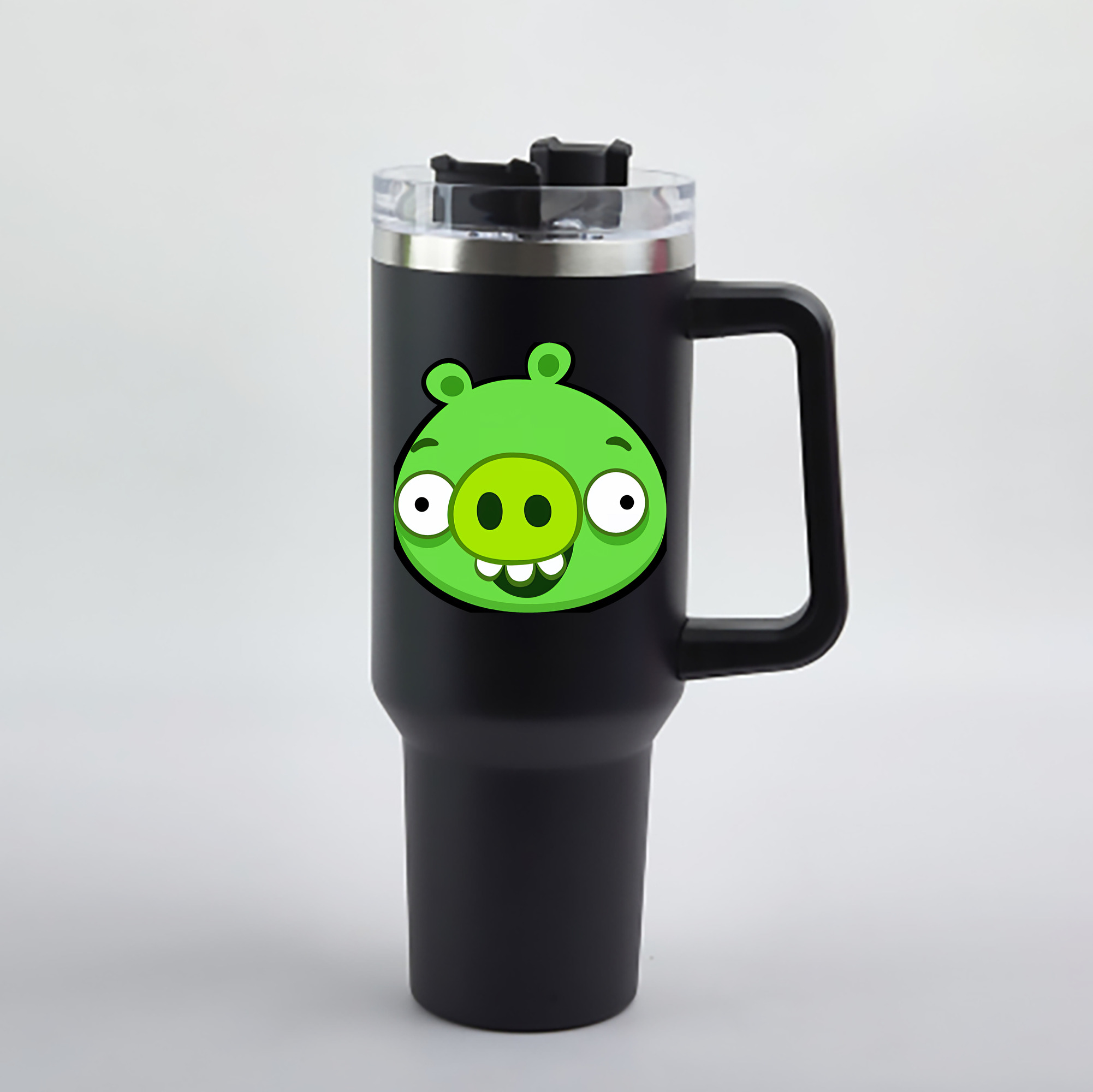 （画像用） Angry Birds アングリーバード 1200mL車用タンブラー - クリスタルステッカー（プラスチックストロー付き）