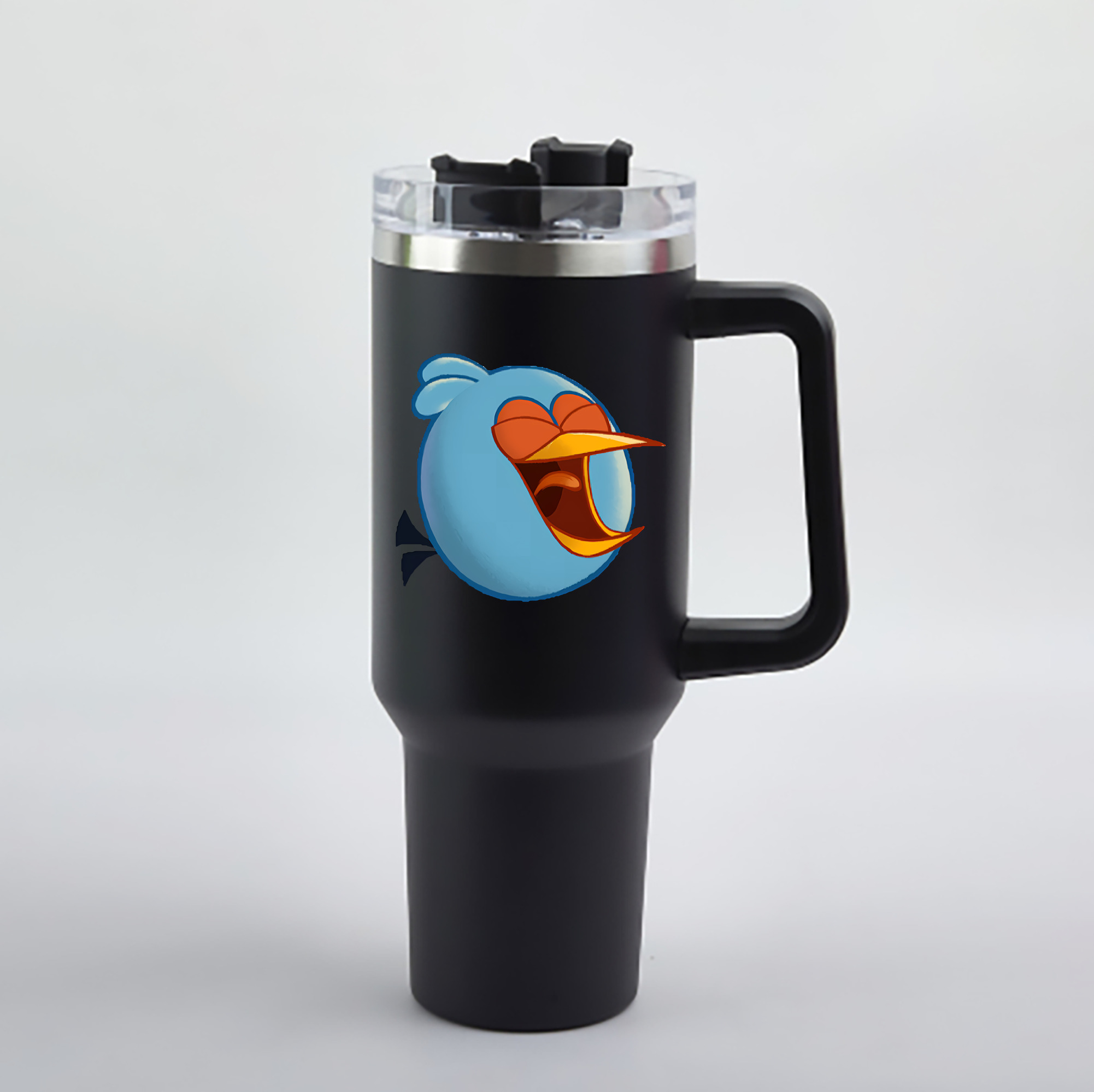 （画像用） Angry Birds アングリーバード 1200mL車用タンブラー - クリスタルステッカー（プラスチックストロー付き）