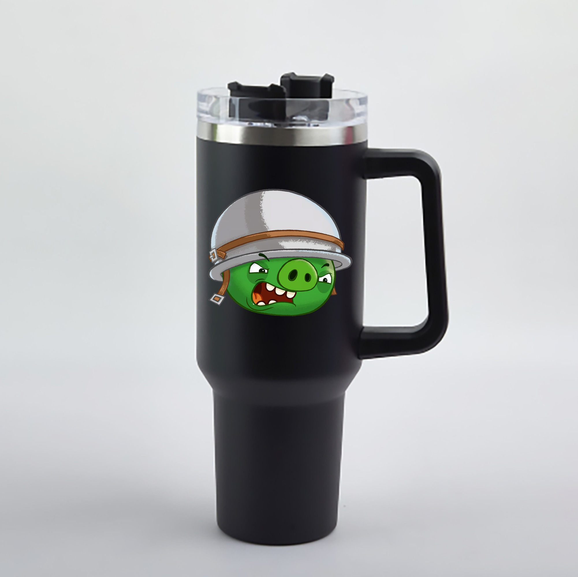 （画像用） Angry Birds アングリーバード 1200mL車用タンブラー - クリスタルステッカー（プラスチックストロー付き）