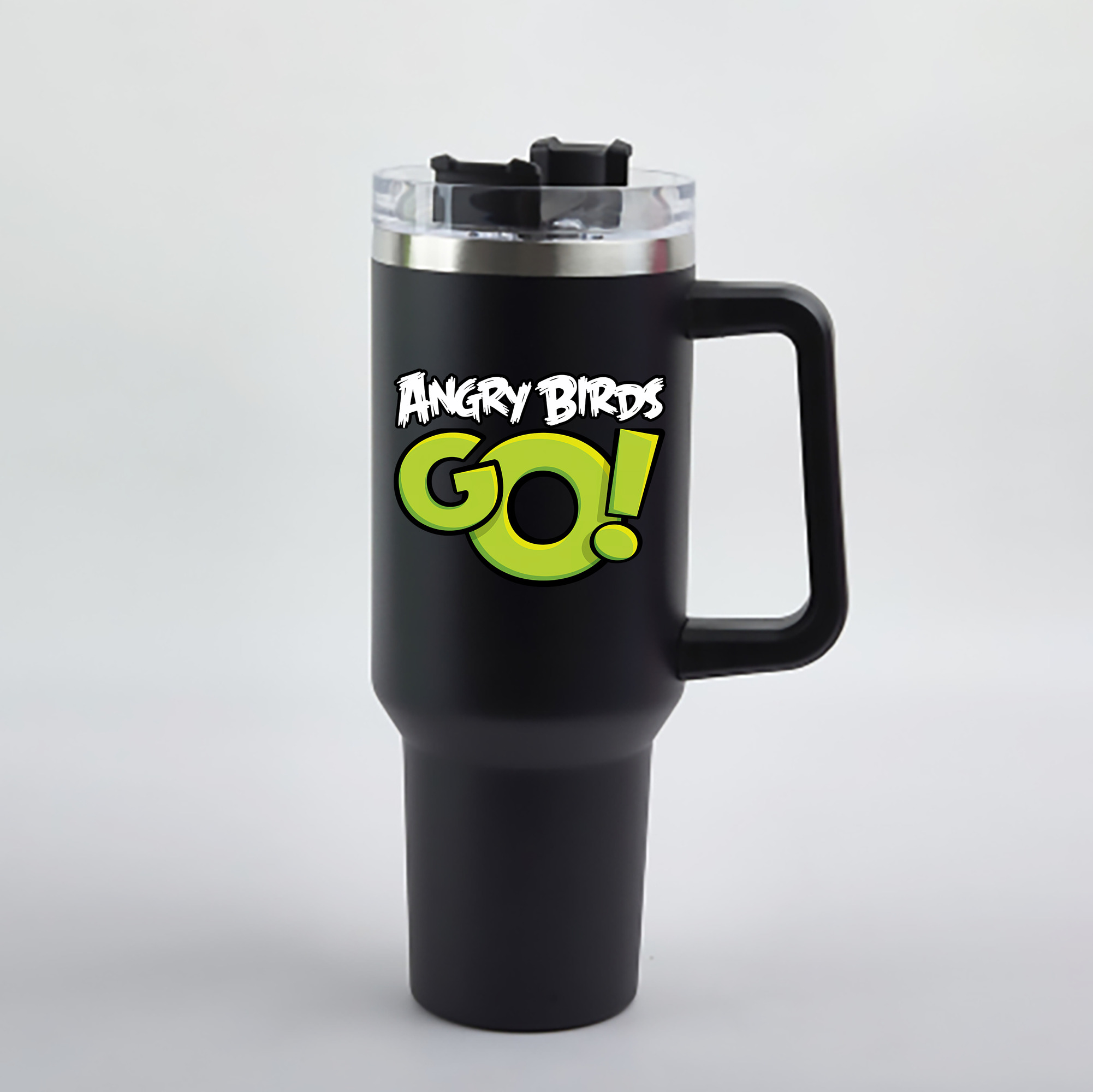 （画像用） Angry Birds アングリーバード 1200mL車用タンブラー - クリスタルステッカー（プラスチックストロー付き）