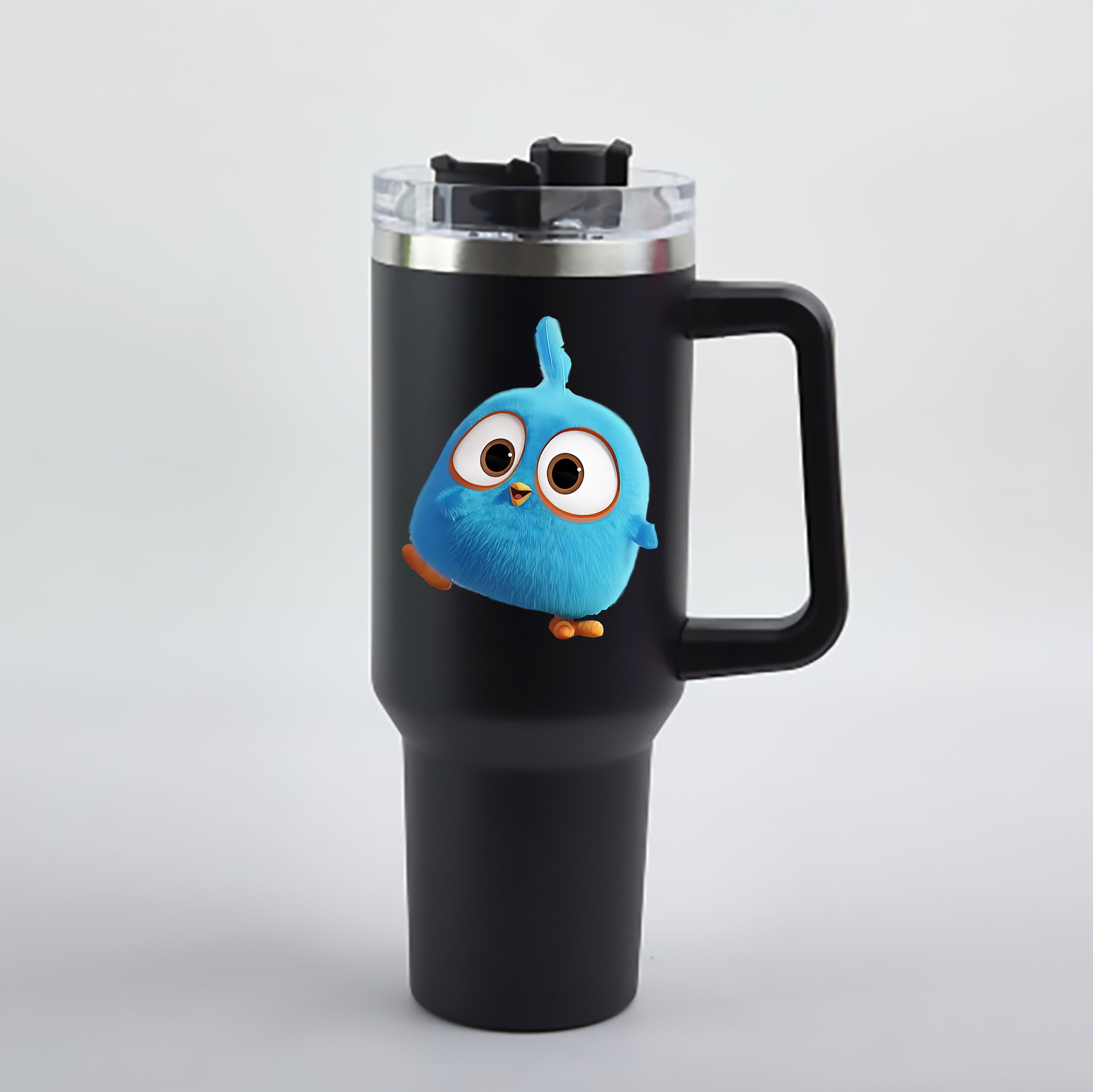 （画像用） Angry Birds アングリーバード 1200mL車用タンブラー - クリスタルステッカー（プラスチックストロー付き）