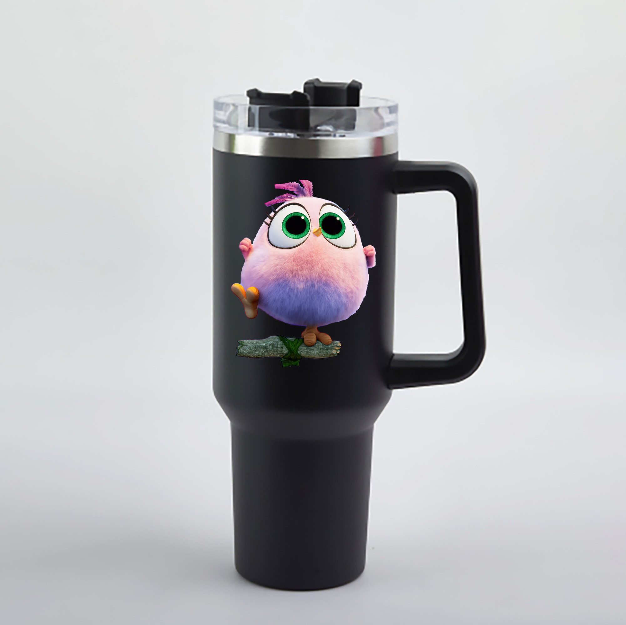 （画像用） Angry Birds アングリーバード 1200mL車用タンブラー - クリスタルステッカー（プラスチックストロー付き）