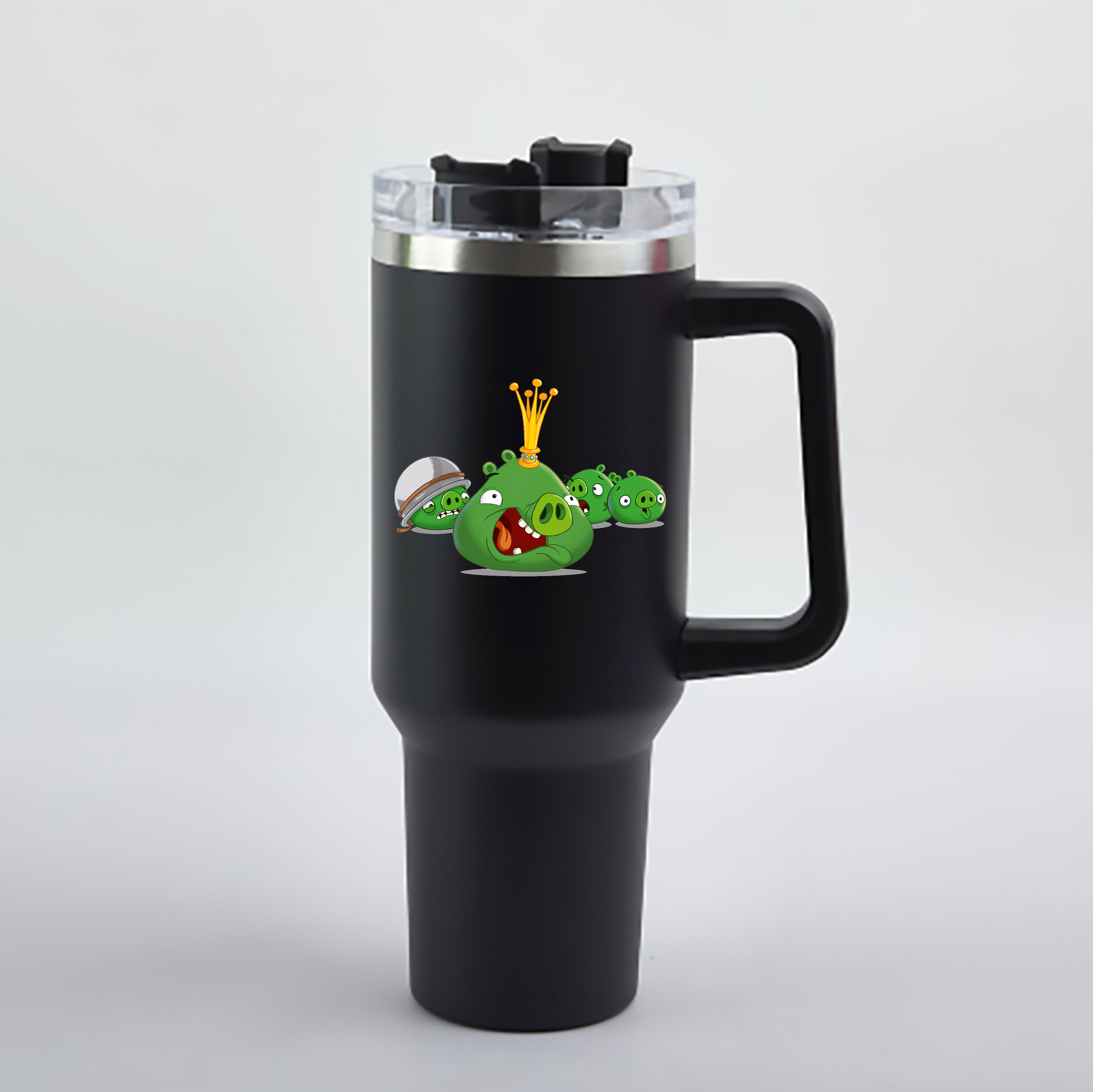 （画像用） Angry Birds アングリーバード 1200mL車用タンブラー - クリスタルステッカー（プラスチックストロー付き）