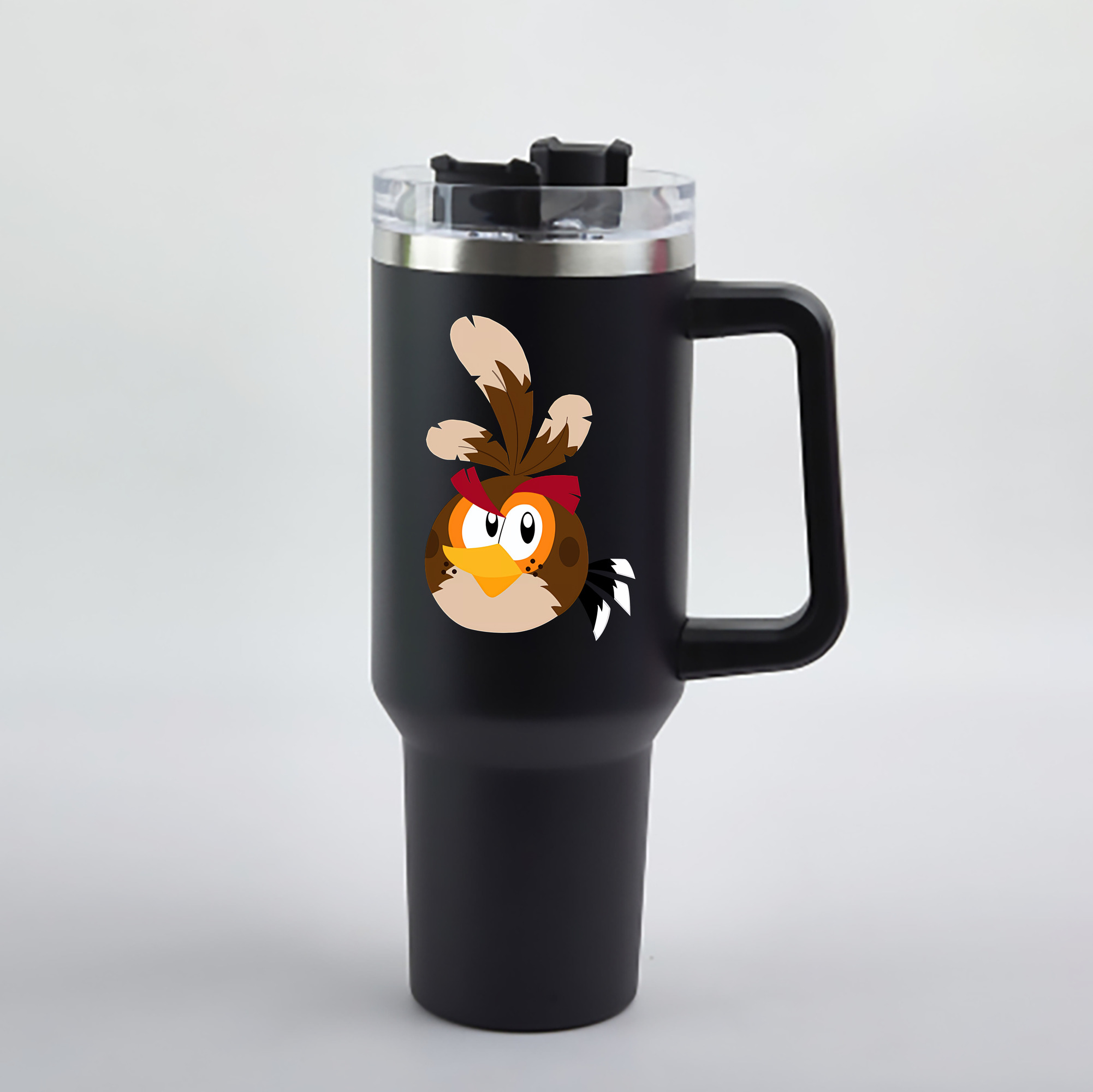 （画像用） Angry Birds アングリーバード 1200mL車用タンブラー - クリスタルステッカー（プラスチックストロー付き）