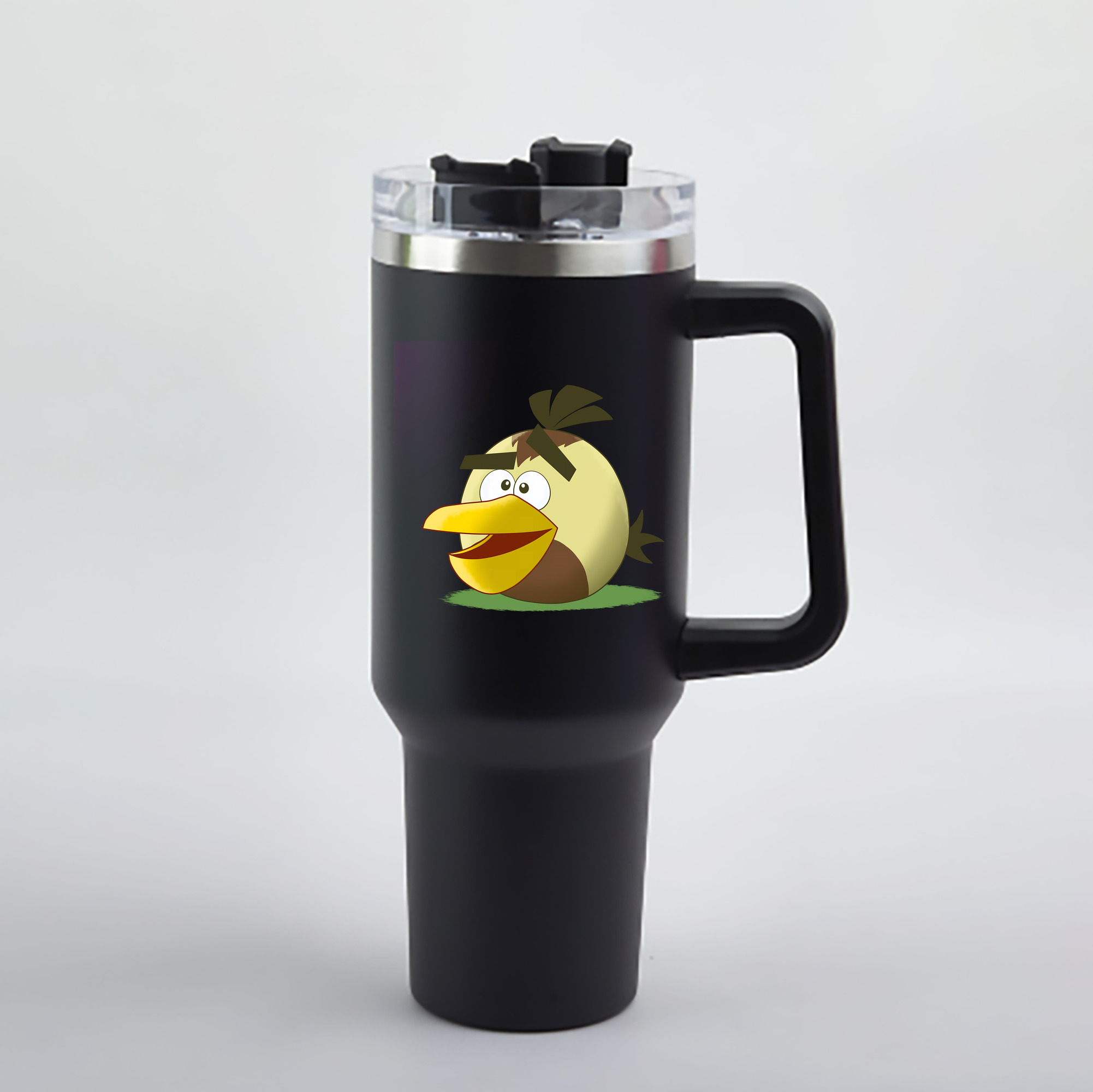 （画像用） Angry Birds アングリーバード 1200mL車用タンブラー - クリスタルステッカー（プラスチックストロー付き）