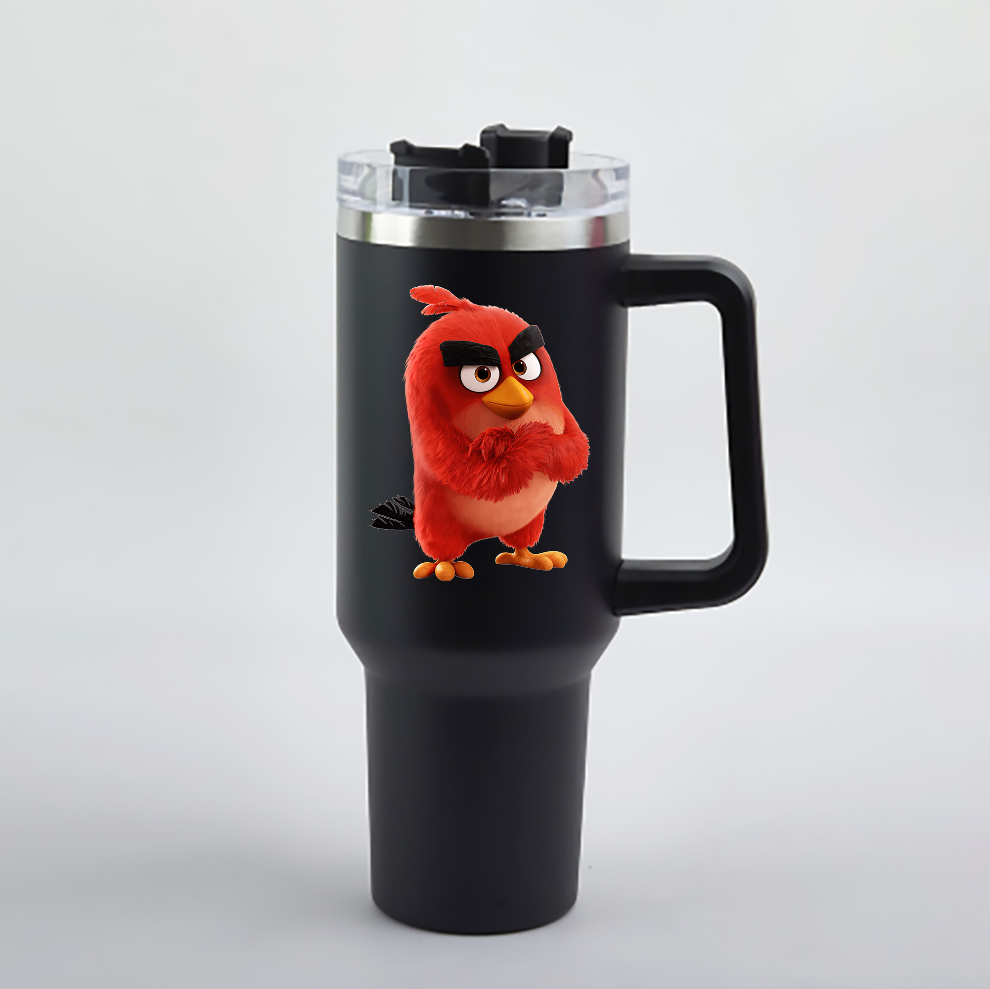 （画像用） Angry Birds アングリーバード 1200mL車用タンブラー - クリスタルステッカー（プラスチックストロー付き）