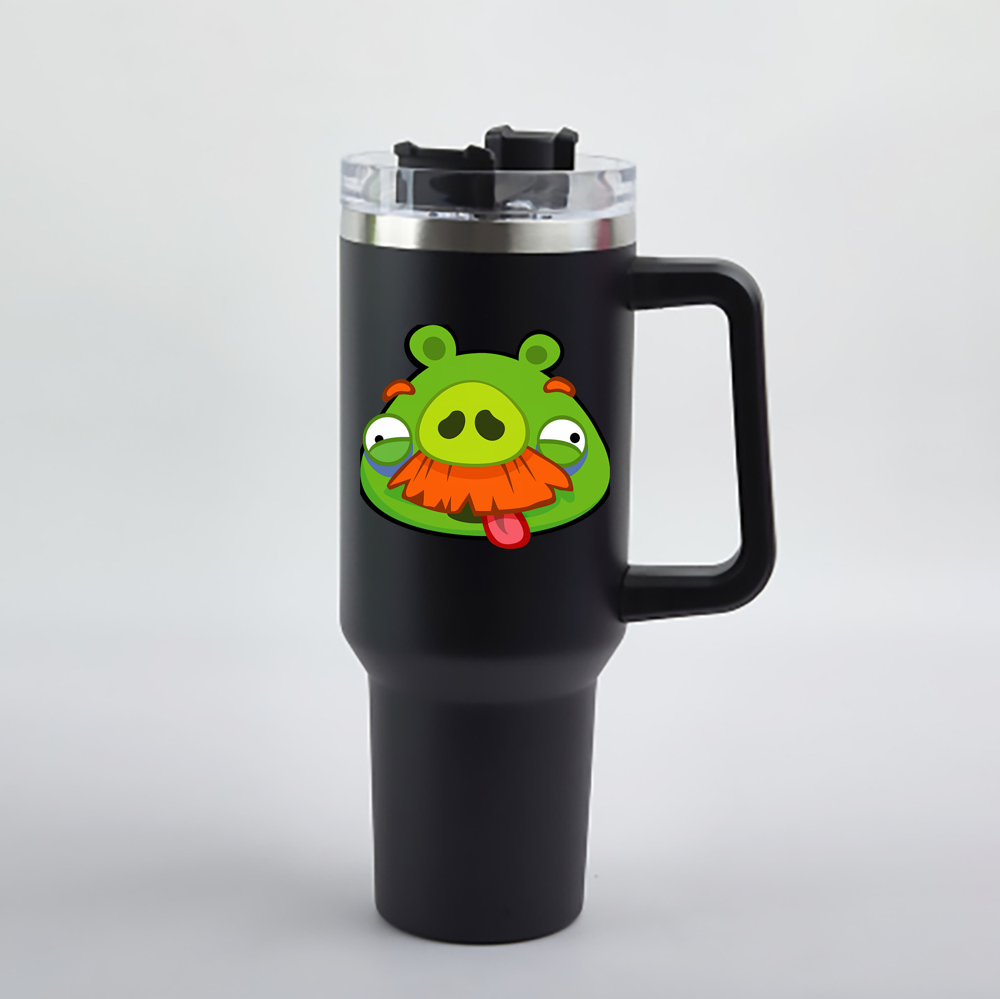 （画像用） Angry Birds アングリーバード 1200mL車用タンブラー - クリスタルステッカー（プラスチックストロー付き）