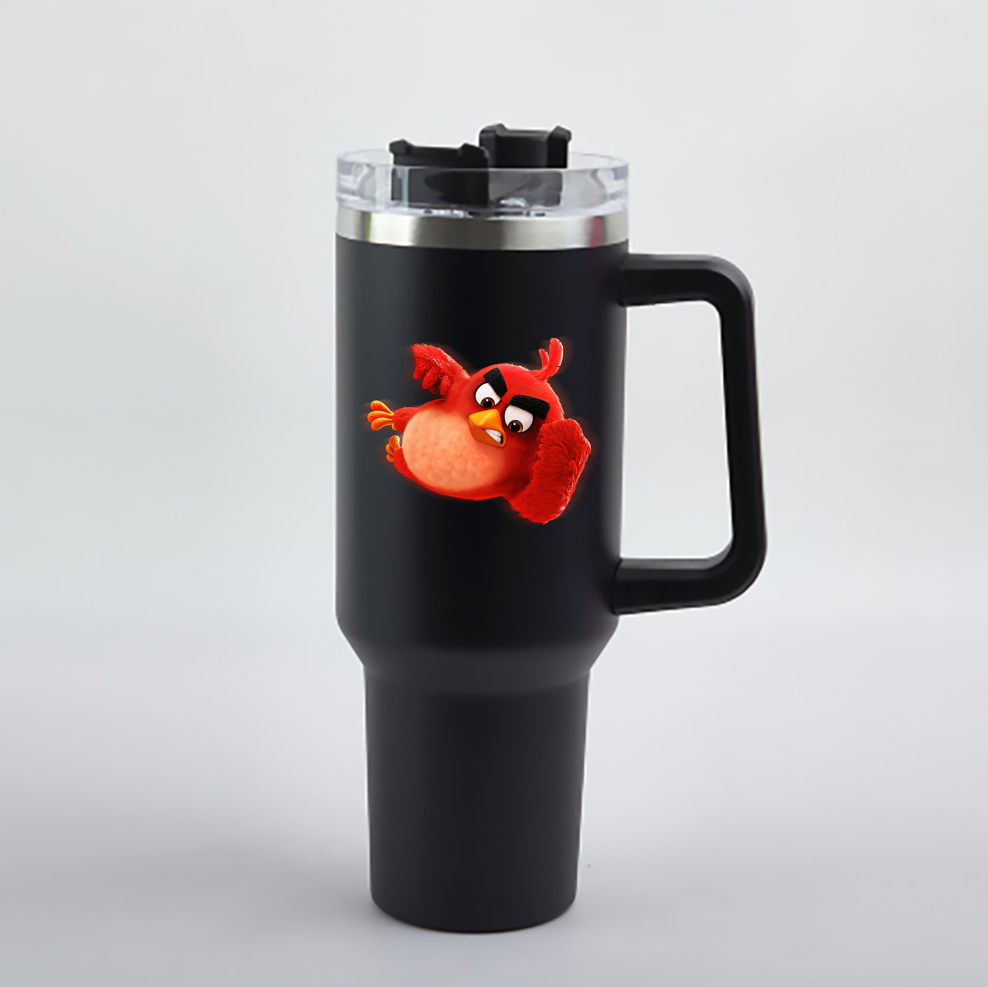 （画像用） Angry Birds アングリーバード 1200mL車用タンブラー - クリスタルステッカー（プラスチックストロー付き）