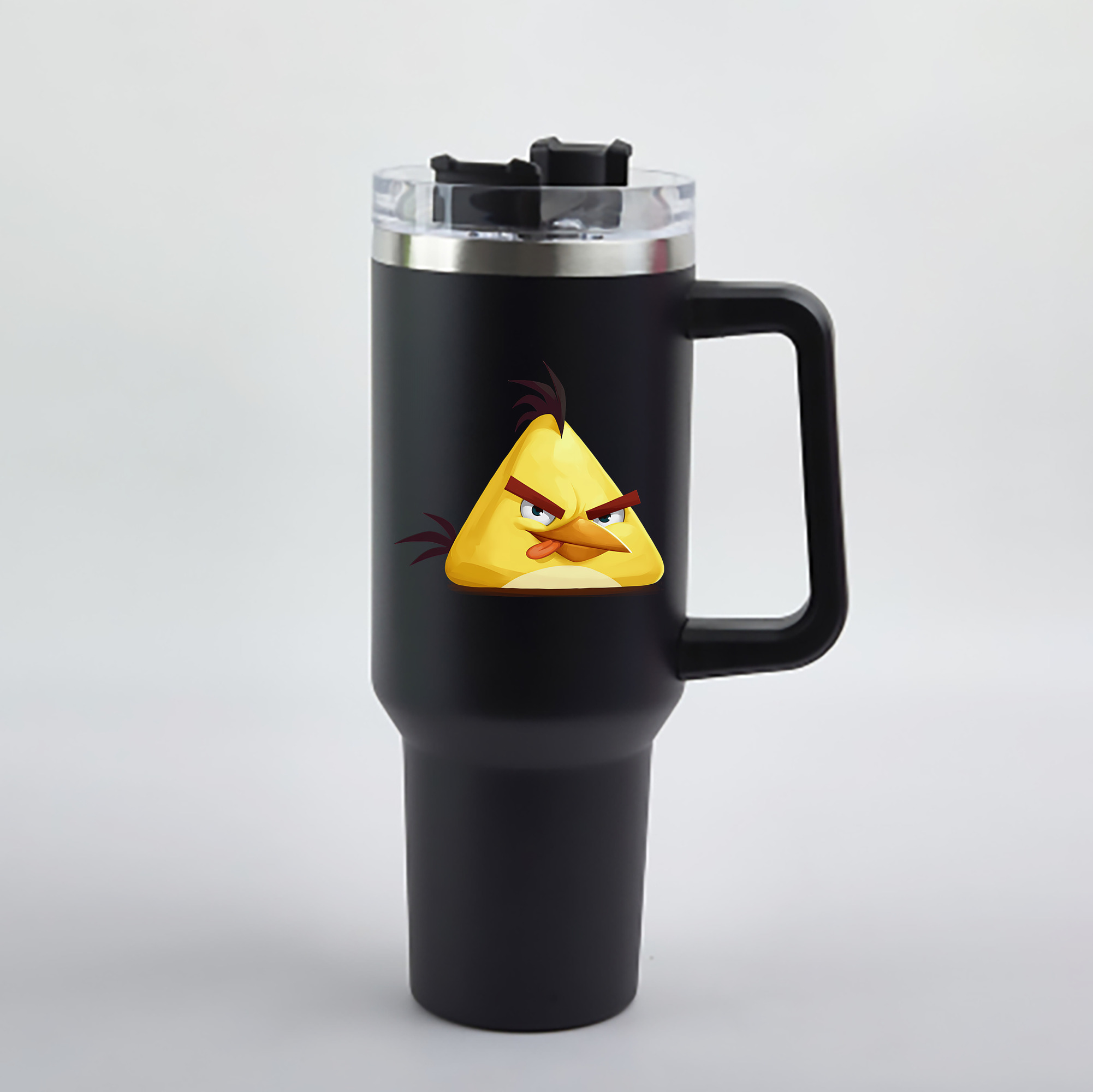 （画像用） Angry Birds アングリーバード 1200mL車用タンブラー - クリスタルステッカー（プラスチックストロー付き）