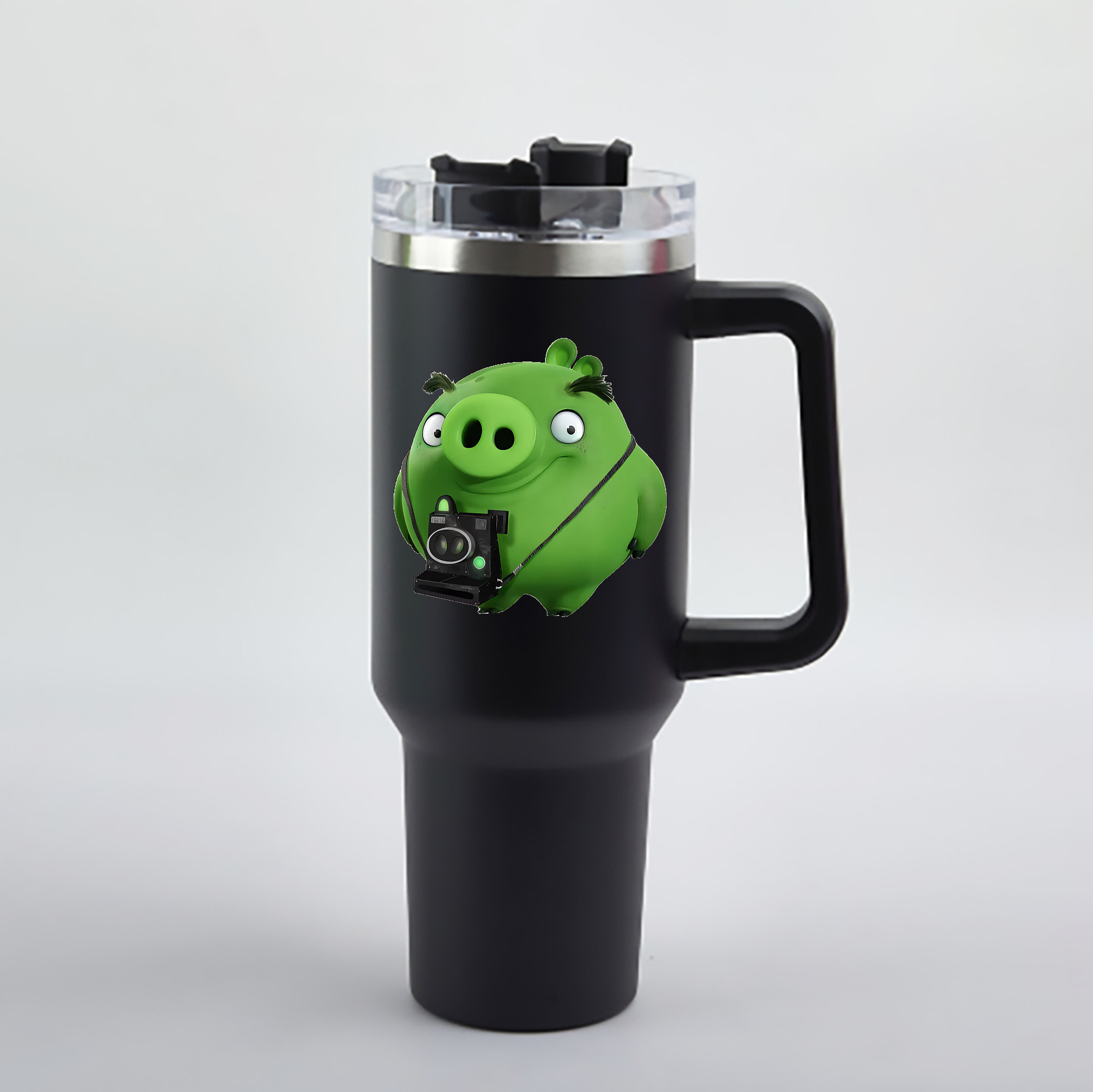 （画像用） Angry Birds アングリーバード 1200mL車用タンブラー - クリスタルステッカー（プラスチックストロー付き）