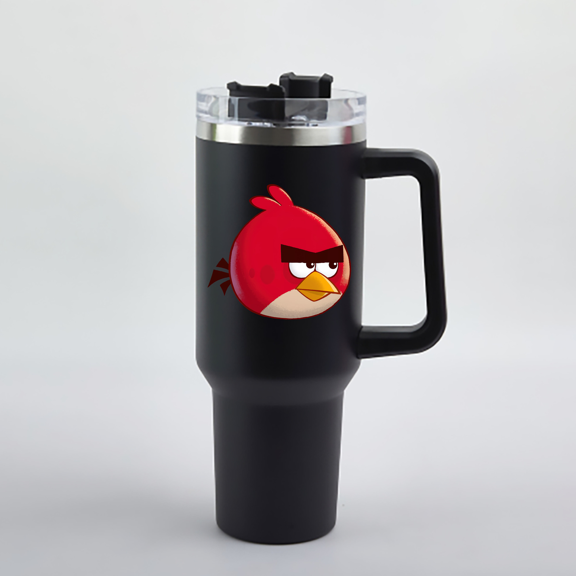 （画像用） Angry Birds アングリーバード 1200mL車用タンブラー - クリスタルステッカー（プラスチックストロー付き）