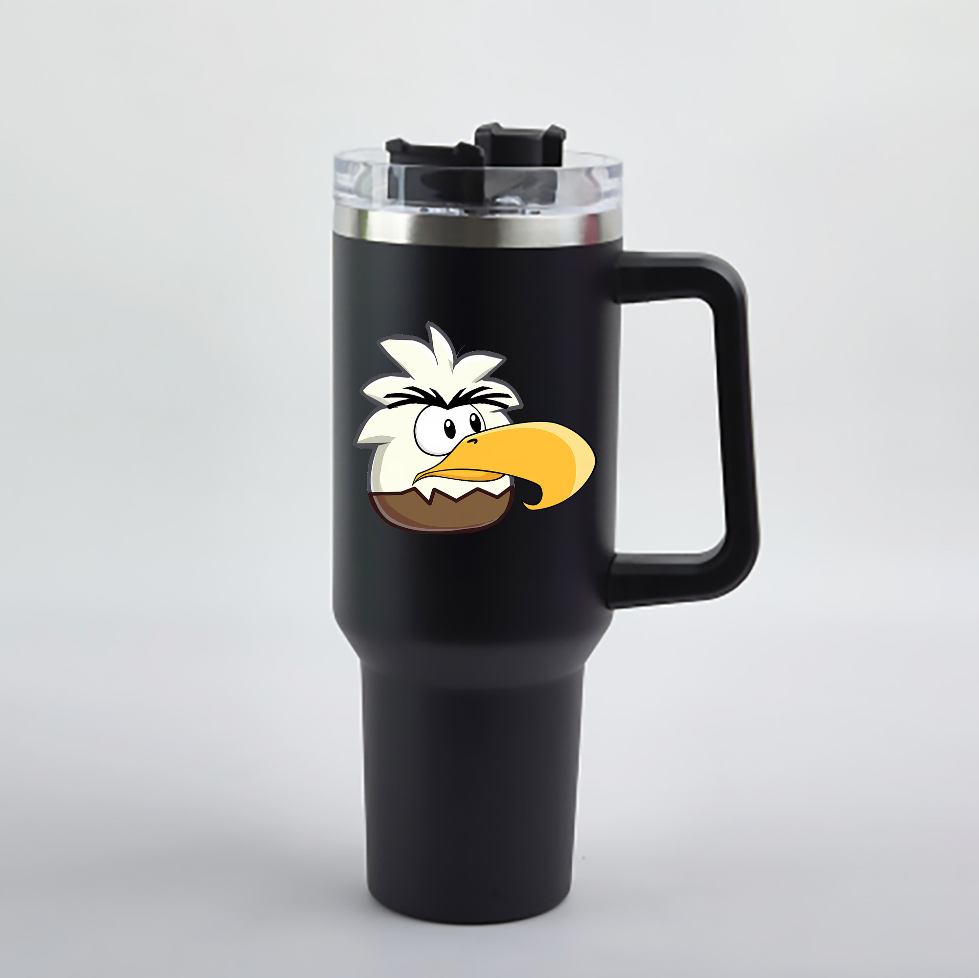 （画像用） Angry Birds アングリーバード 1200mL車用タンブラー - クリスタルステッカー（プラスチックストロー付き）