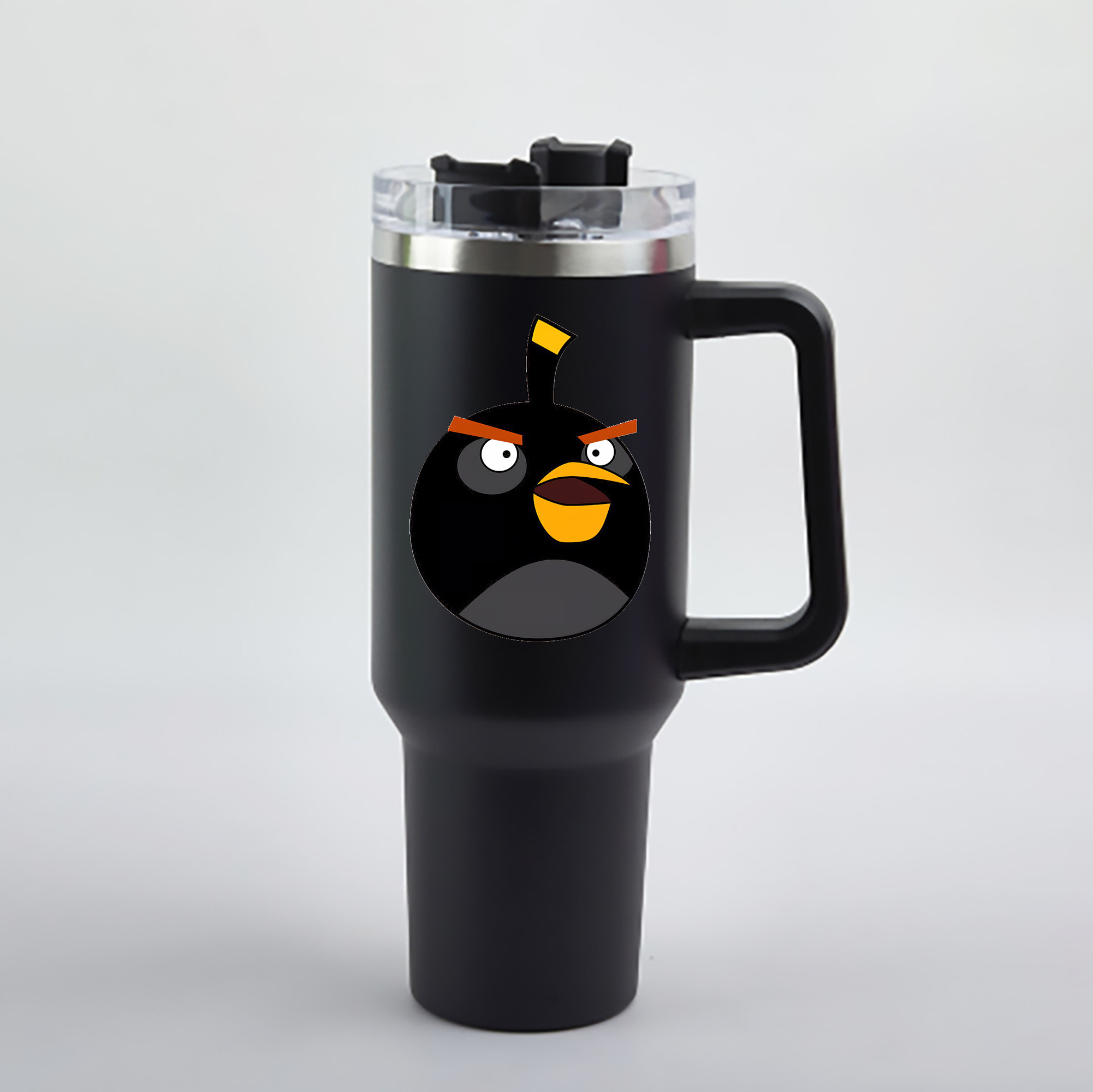 （画像用） Angry Birds アングリーバード 1200mL車用タンブラー - クリスタルステッカー（プラスチックストロー付き）